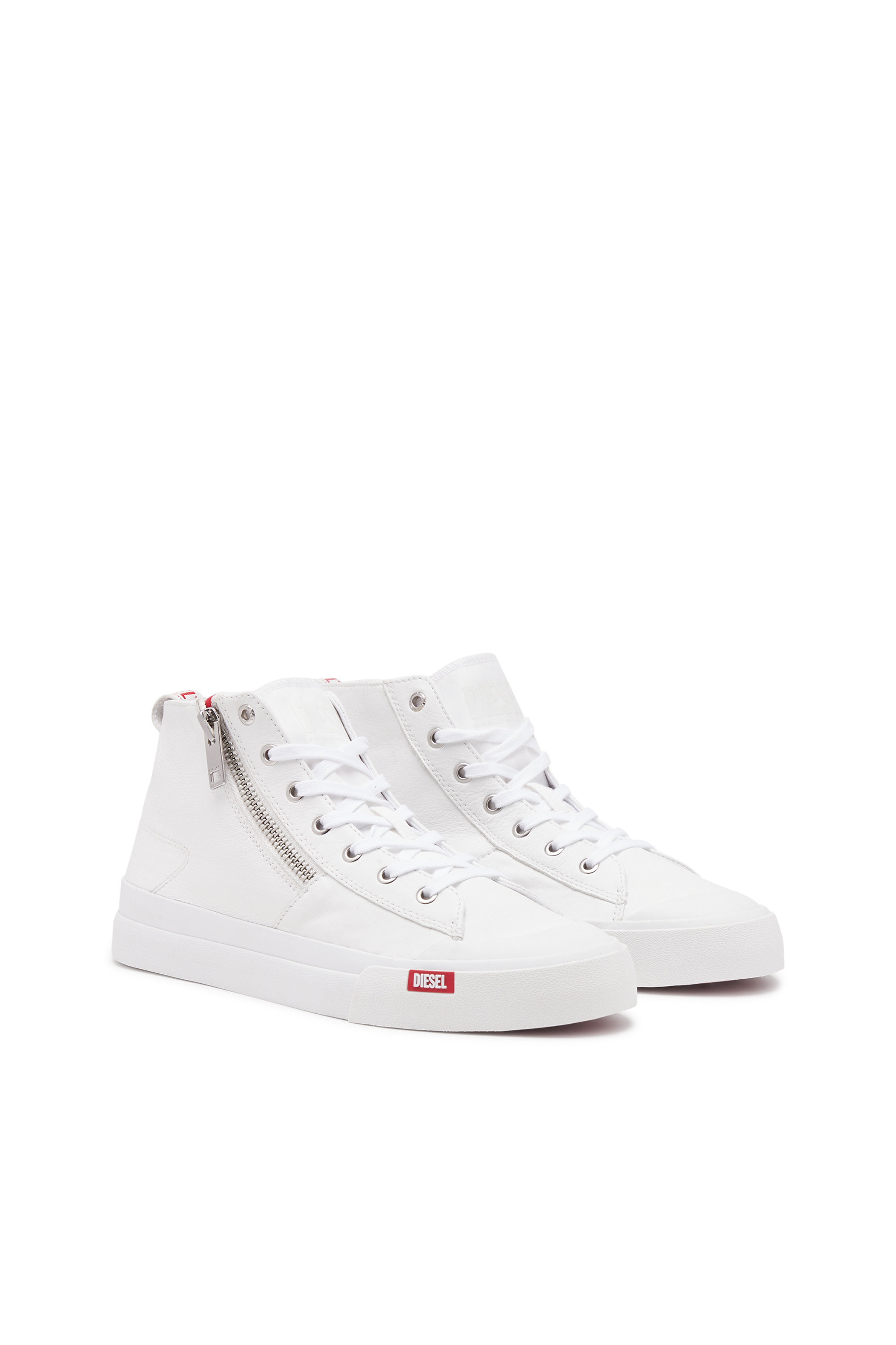 Diesel - S-ATHOS ZIP, Man's S-Athos Zip-High-top sneakers in premium leather in White - 2