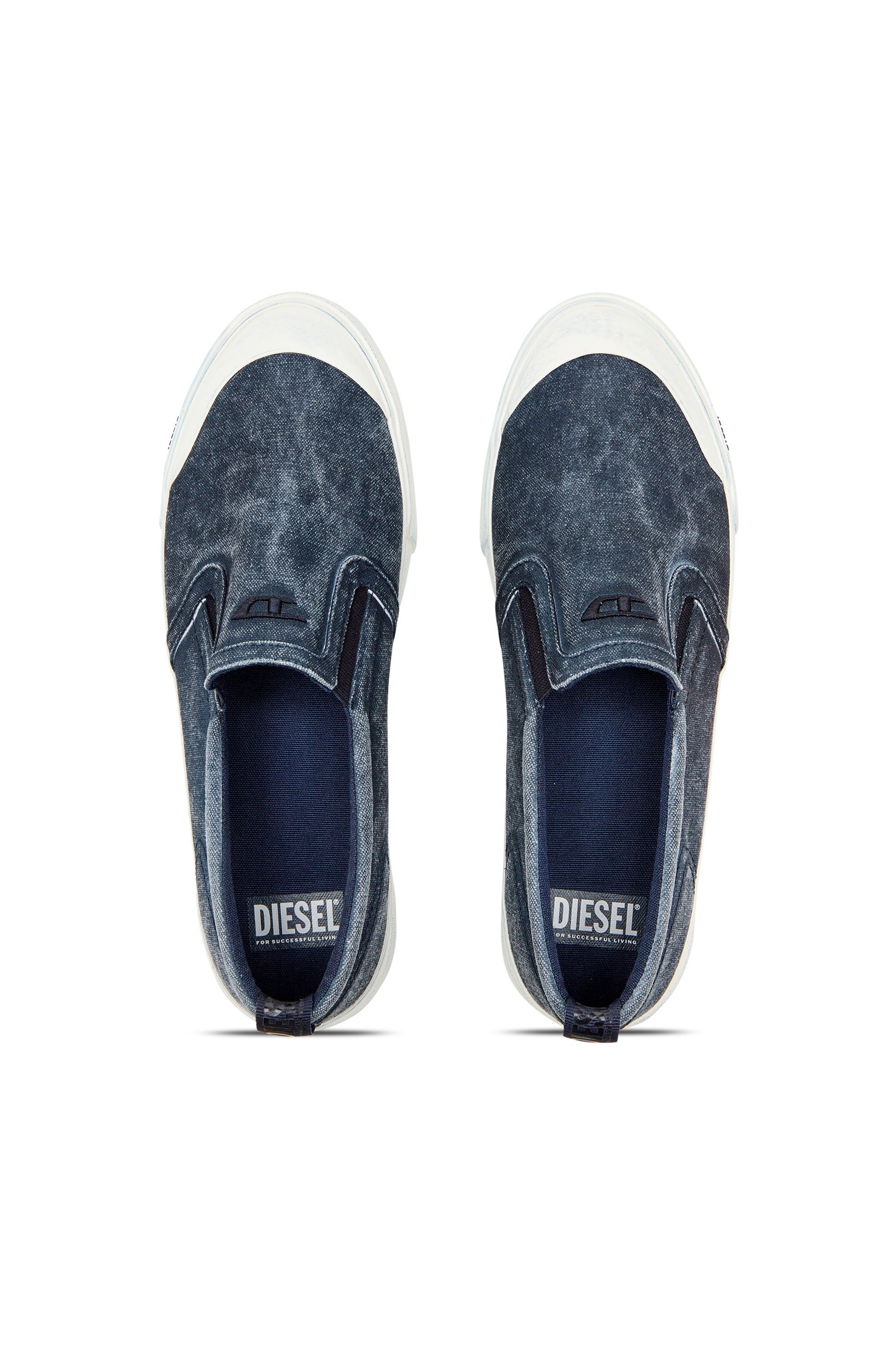 Diesel - S-ATHOS SLIP ON, Man's S-Athos-Canvas slip-on sneakers with D embroidery in Blue - 5