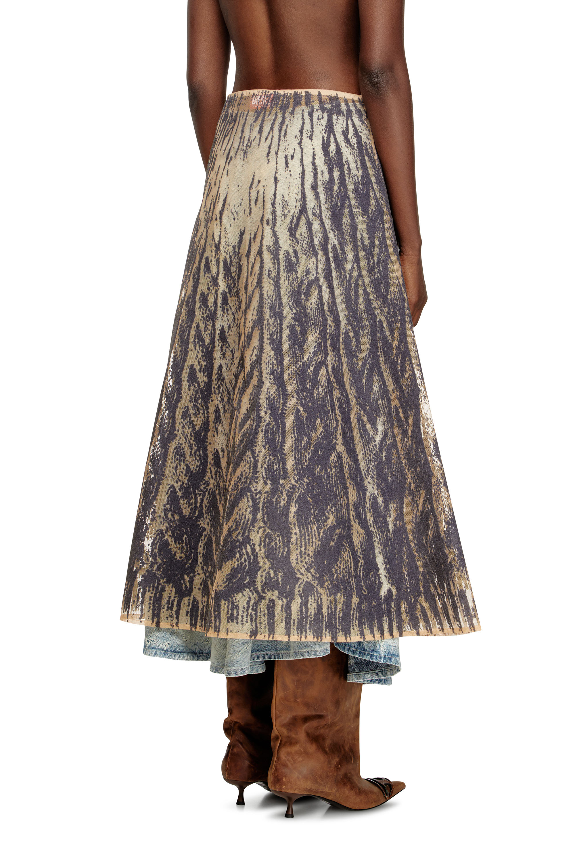 O-RIUNDA, Grey Diesel - O-RIUNDA, Woman's Sheer skirt in rigid printed tulle in Grey - 4