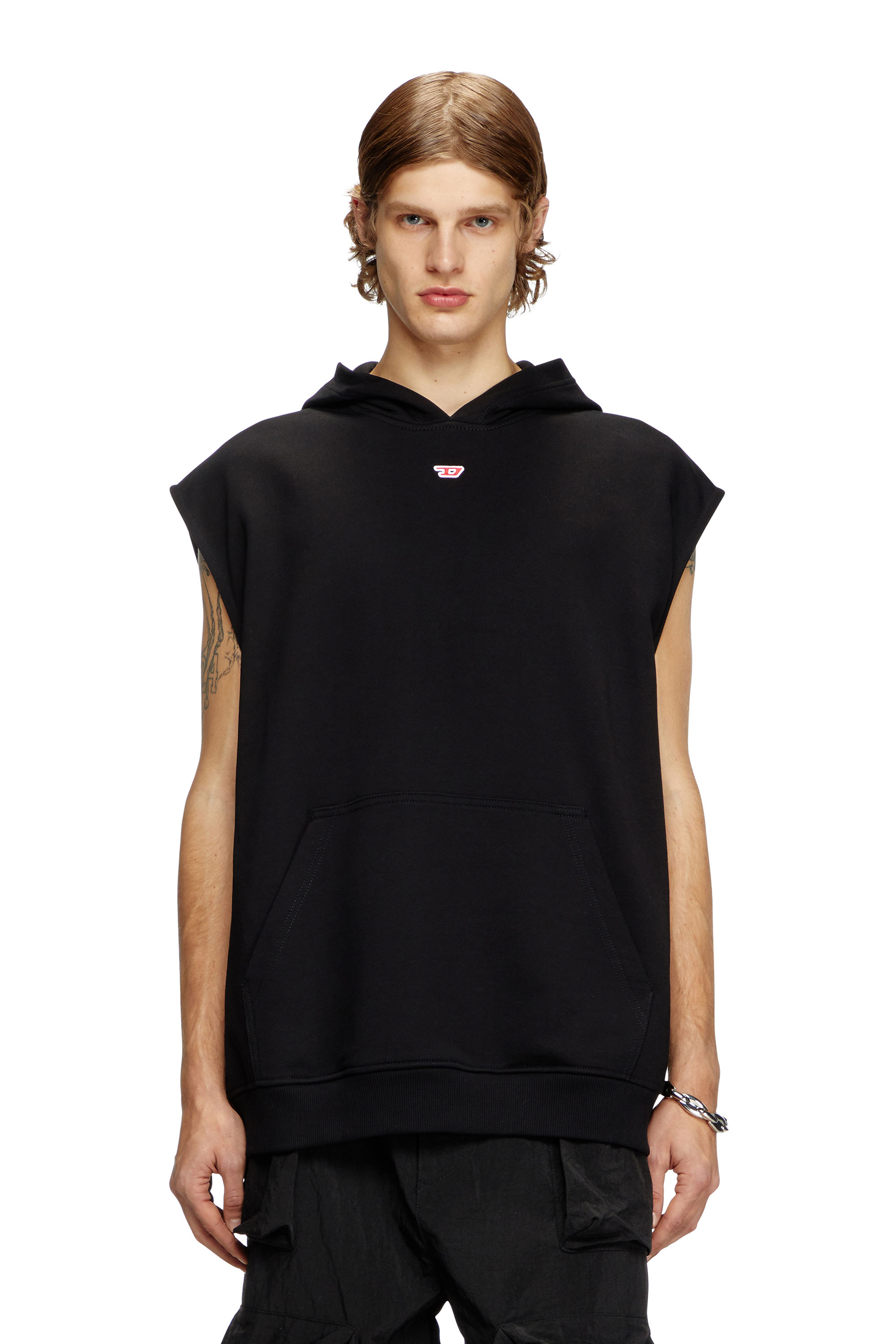 Diesel - S-BOXT-SL-D, Man's Sleeveless hoodie with D logo in Black - 3