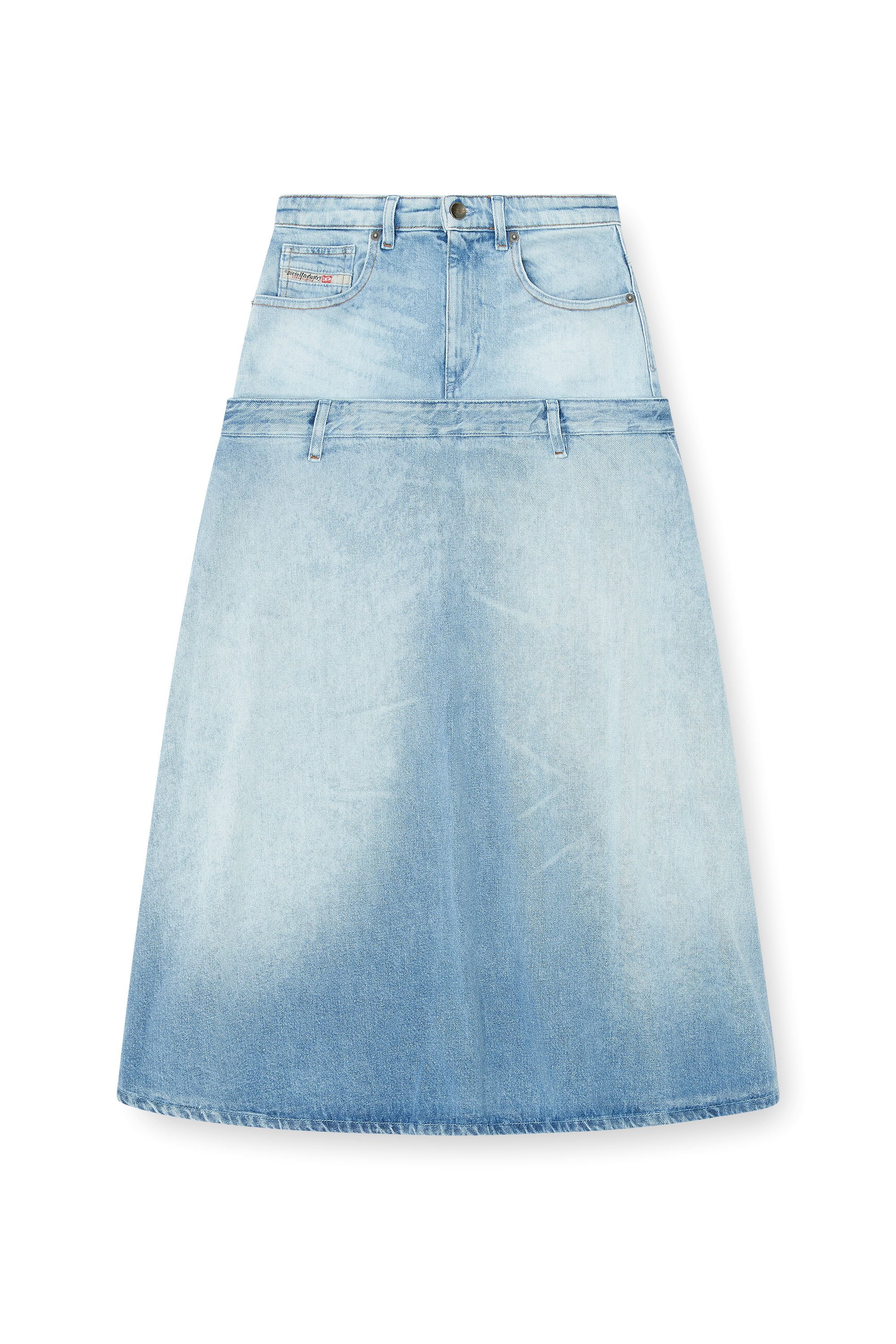 Diesel - DE-VORYA-S, Woman's Denim skirt with layered design in Light Blue - 2