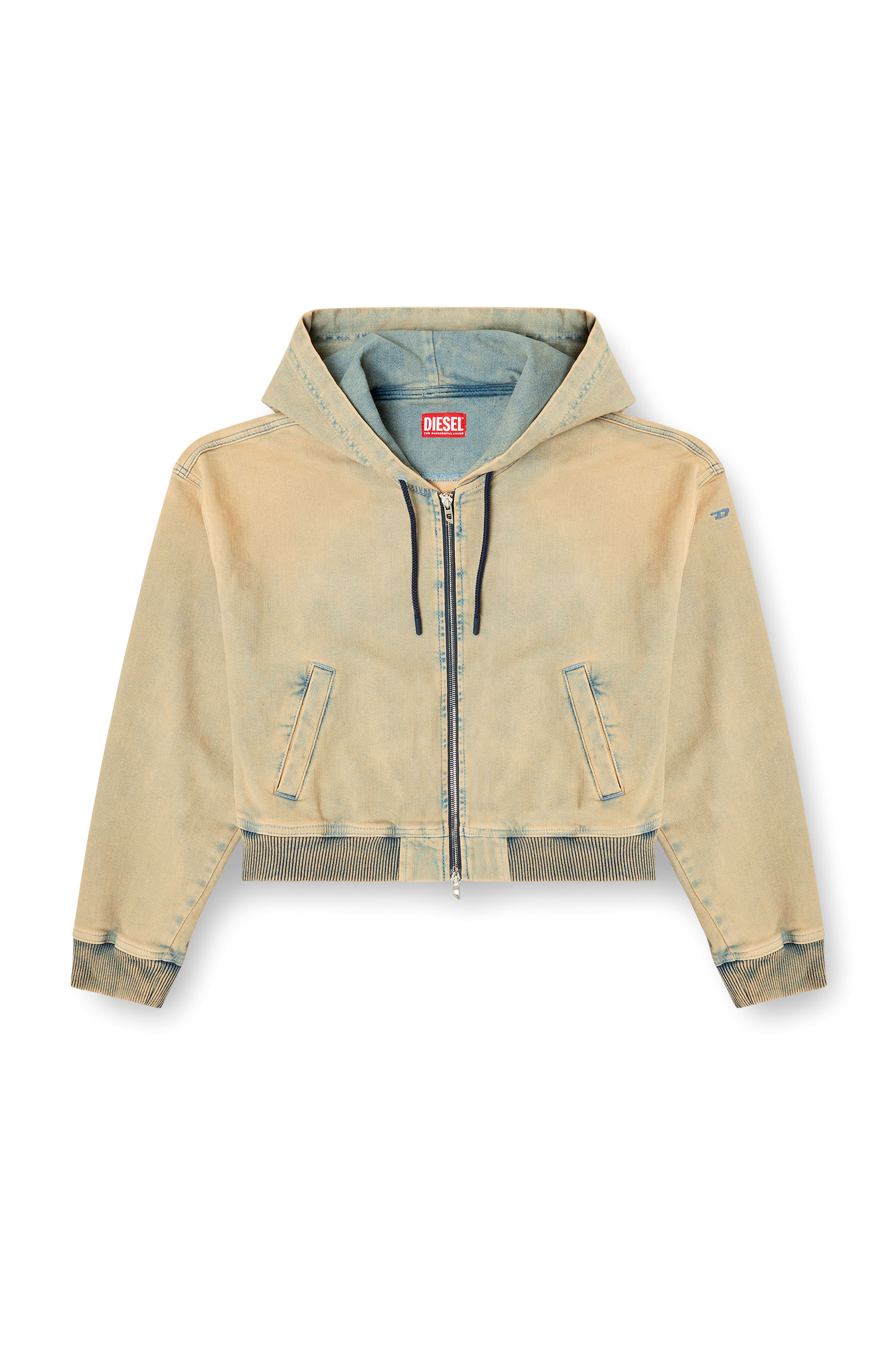 Diesel - DE-GIRI-CROP JOGG, Woman's Zipped hoodie in coloured JoggJeans in Beige/Blue - 2