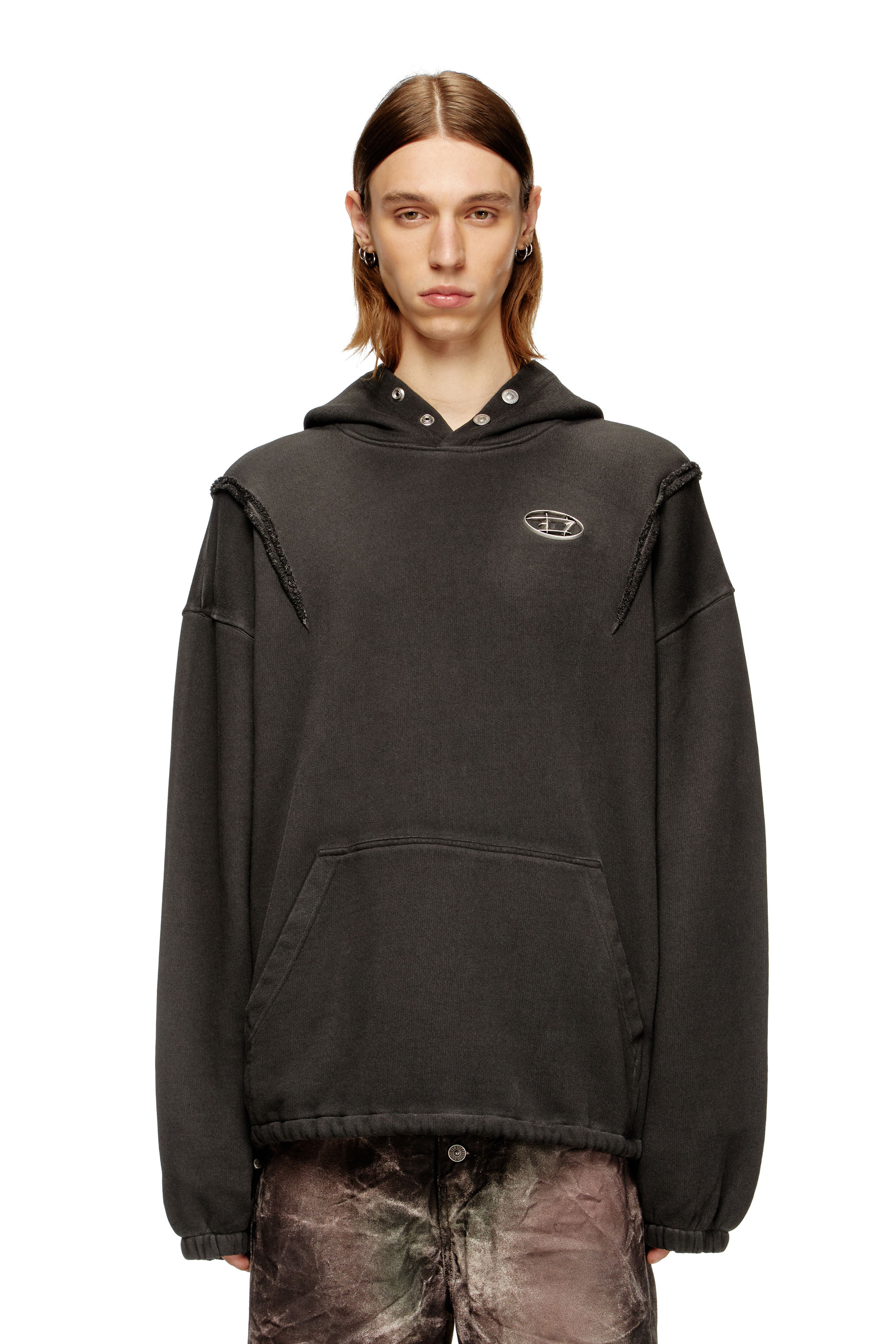 Diesel - S-THUG-HOODIE, Unisex's Hoodie with faded effect in Black - 2