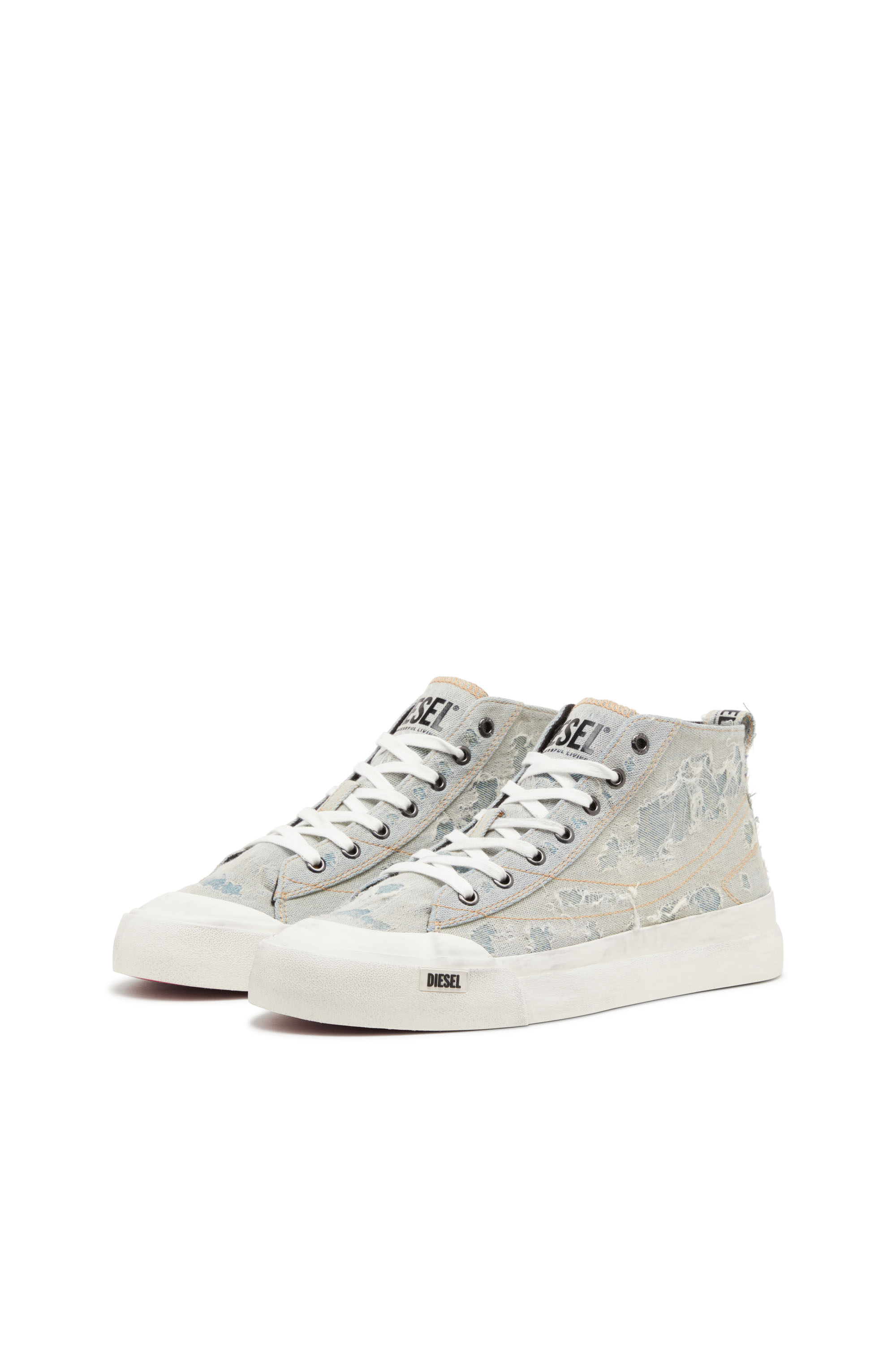 Diesel - S-ATHOS MID, Man's S-Athos-High-top sneakers in denim and gauze in Light Blue - 9