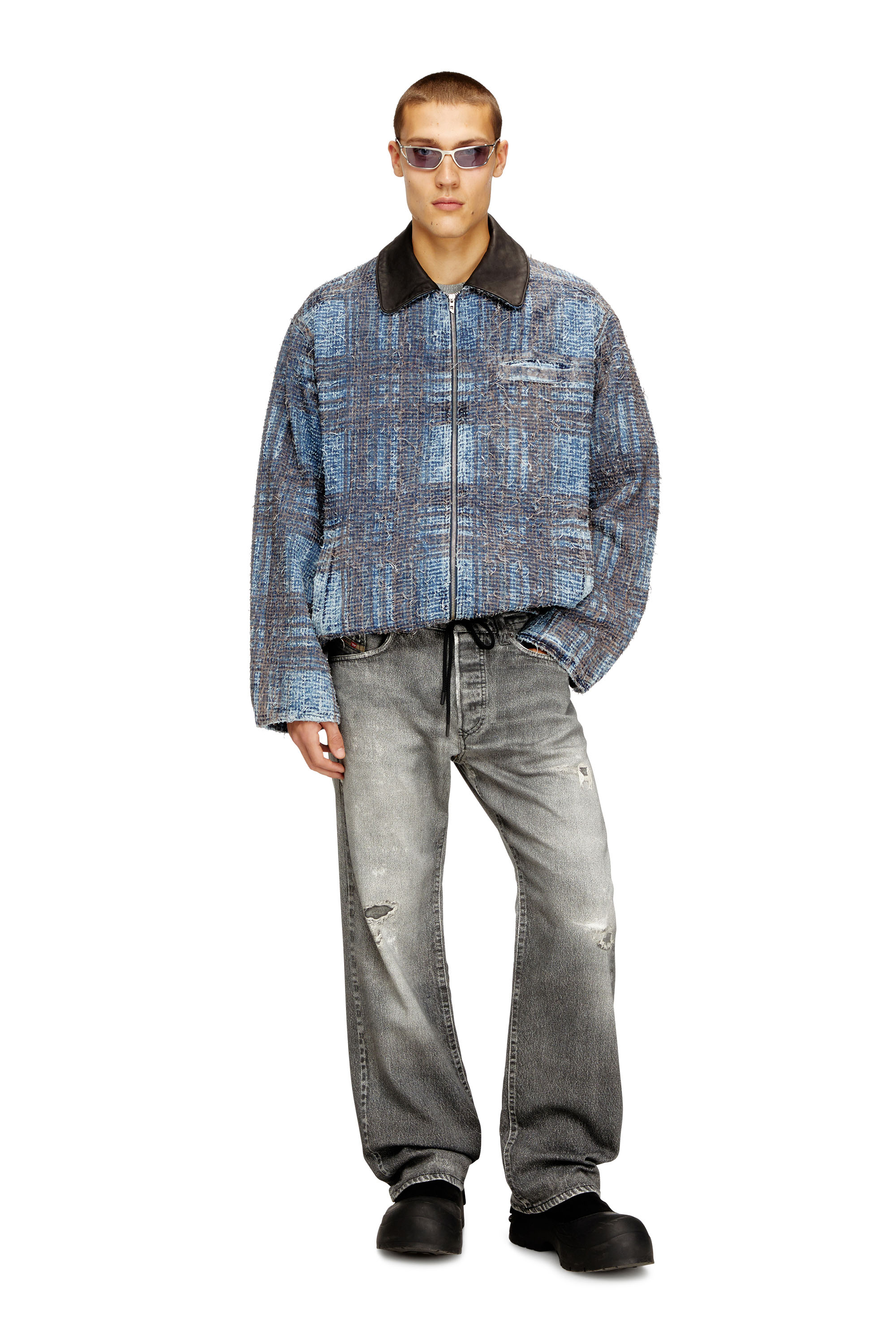 Diesel - D-IVAR-S1, Man's Jacket in graphic bouclé denim in null - 2