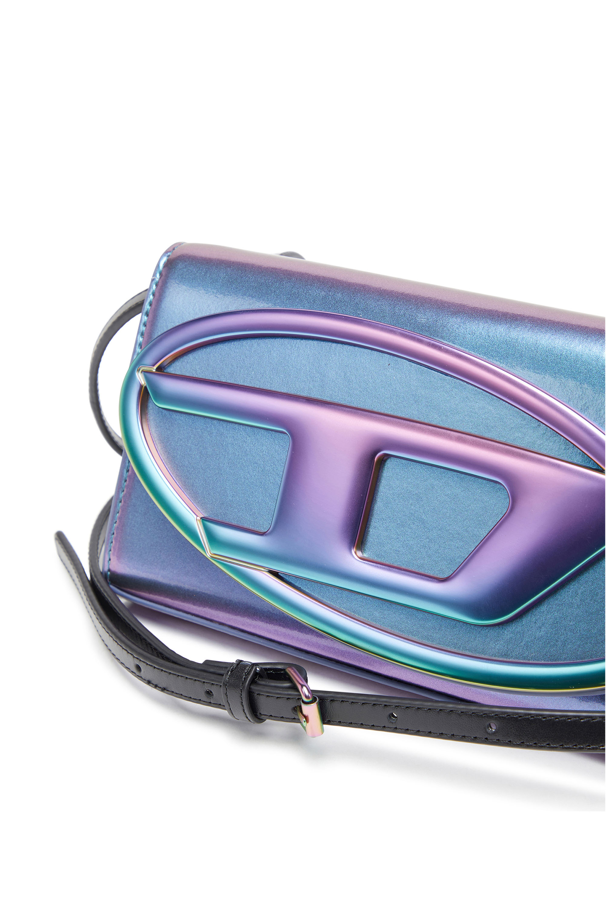 Diesel - 1DR WALLET STRAP, Woman's Wallet bag with iridescent effect in Azure - 4