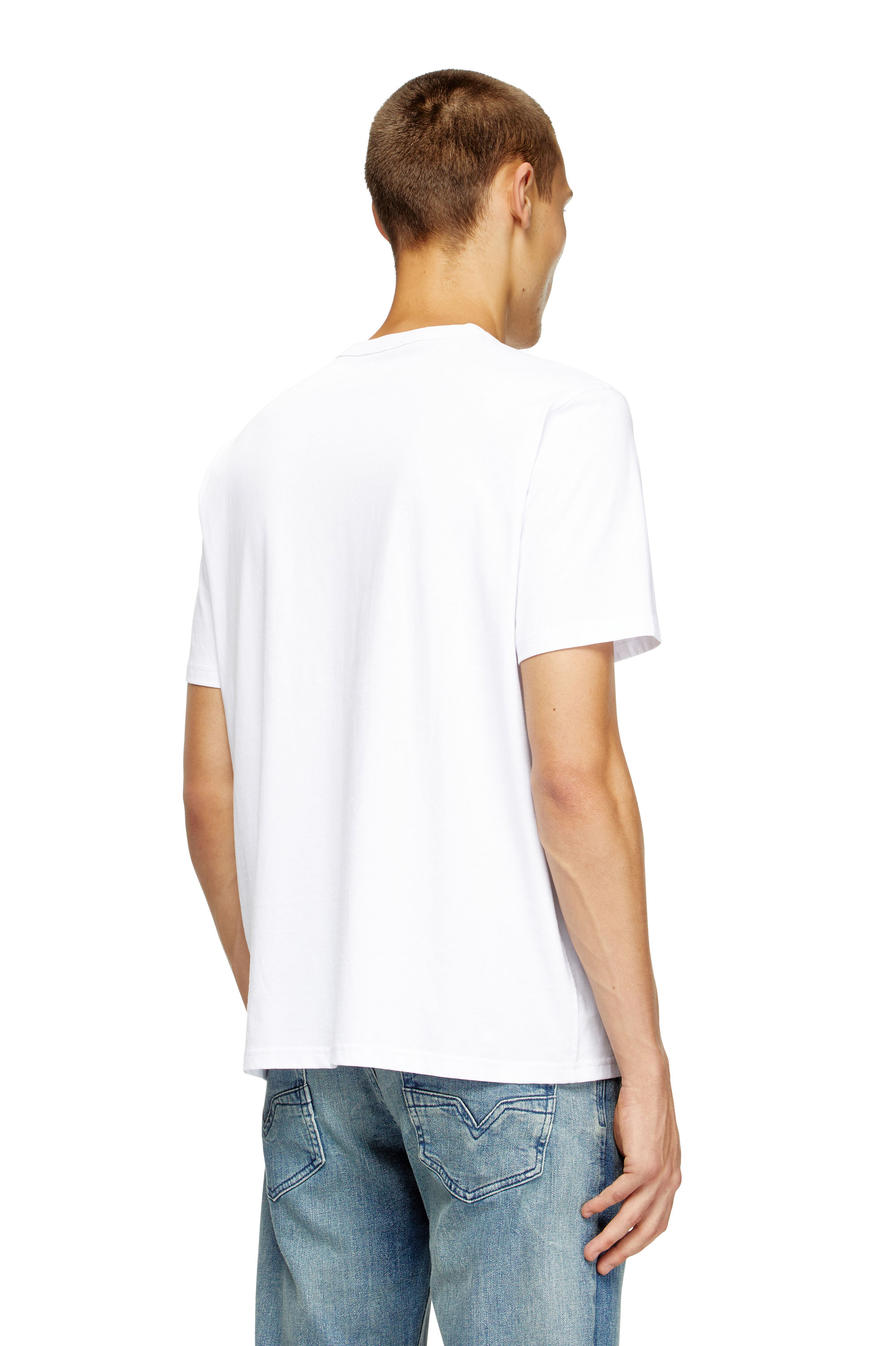 Diesel - T-ADJUST-MICRODIV, Unisex's T-shirt with micro-embroidered logo in White - 4
