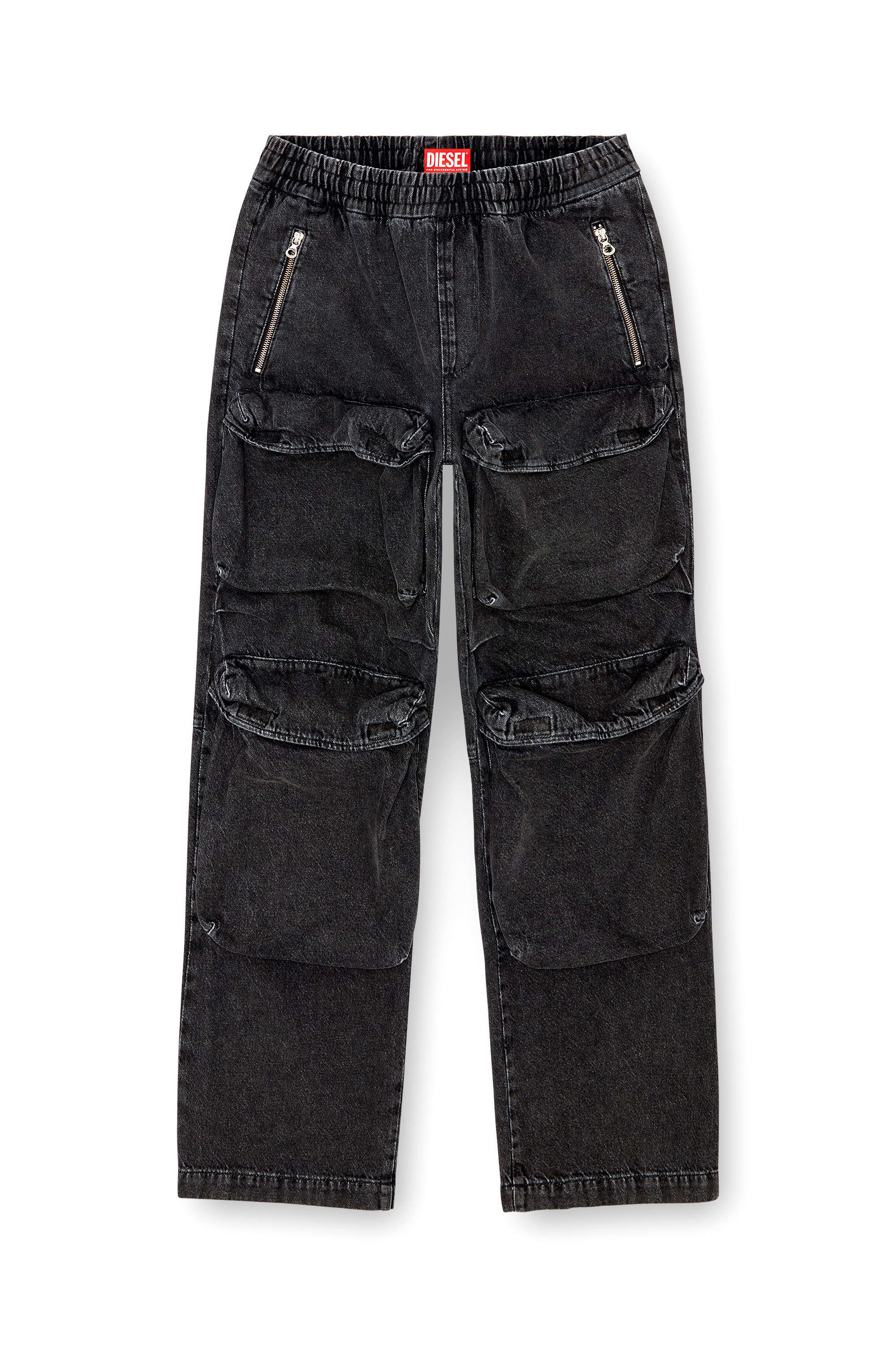 Diesel - Man's Relaxed Jeans D-Baertson 0CBDH, Black/Dark grey - 3