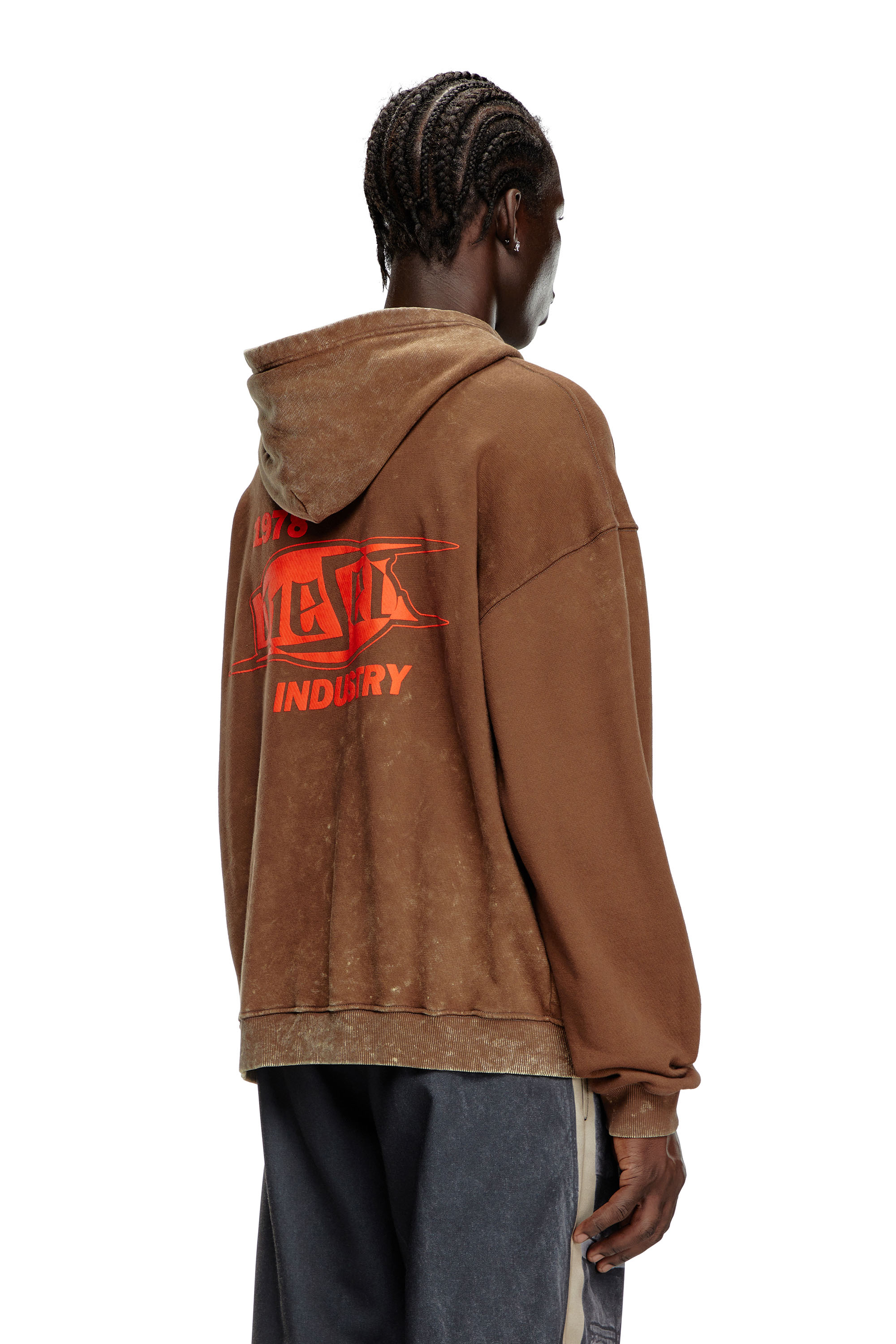 Diesel - S-BOXT-HOOD-Q5, Man's Marbled hoodie with puff-print logo in Brown - 5