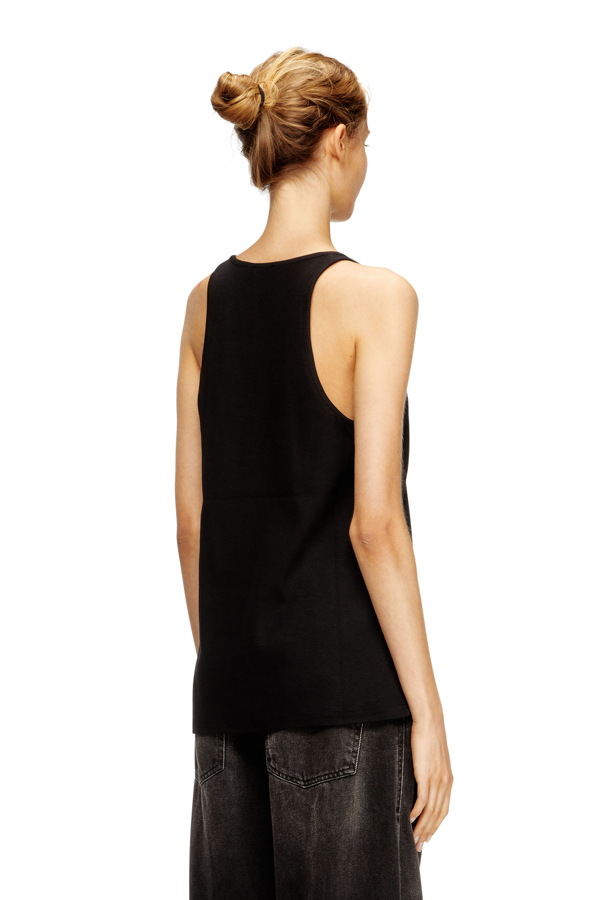 Diesel - T-IPSYA-LKDS, Woman's Ribbed tank with Oval D in Black - 2