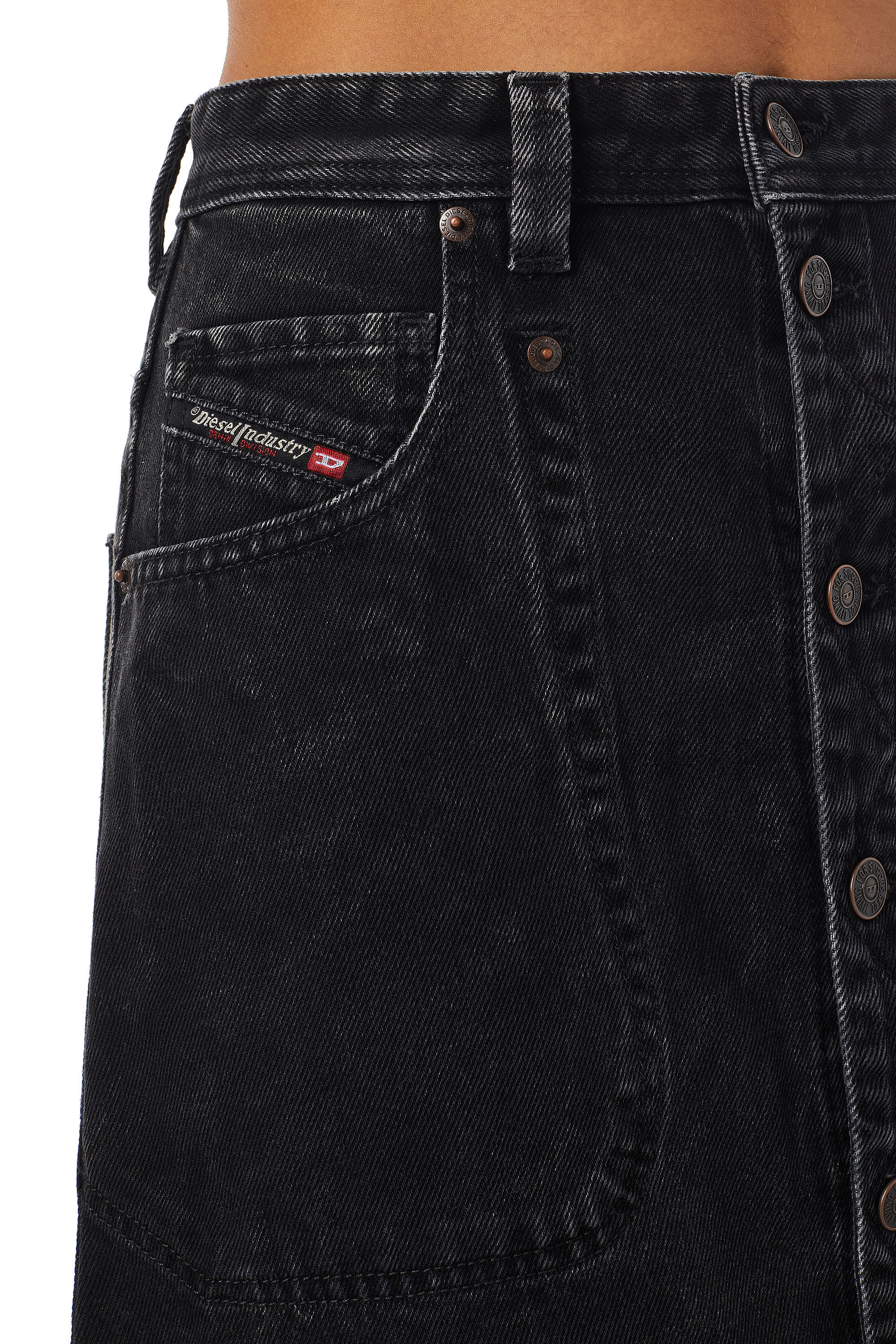 Diesel - DE-ALBUS-L A-LINE LONG SKIRT, Black/Dark grey - Image 5