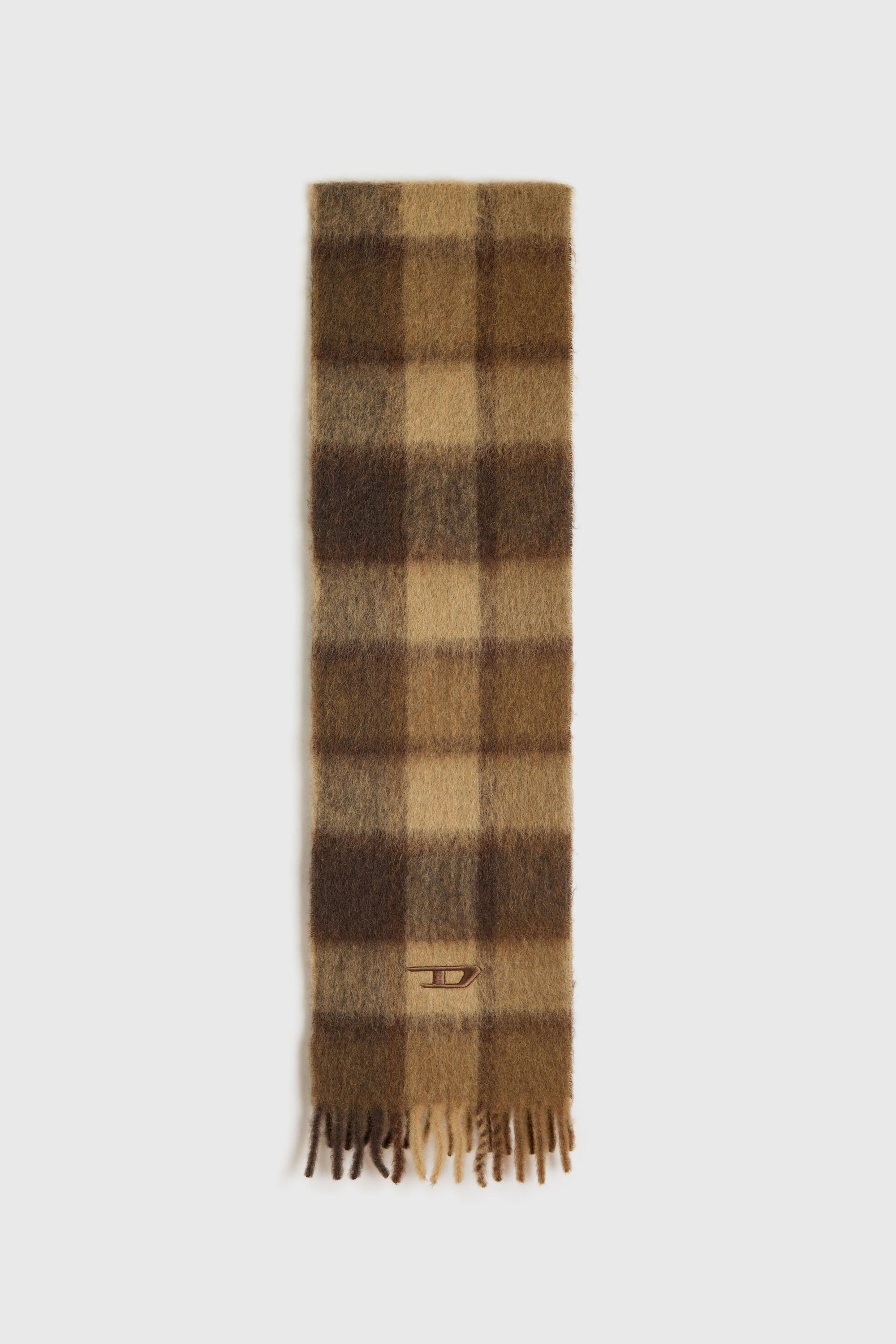 Diesel - S-IPON, Unisex's Check scarf in alpaca and mohair blend in Brown - 1