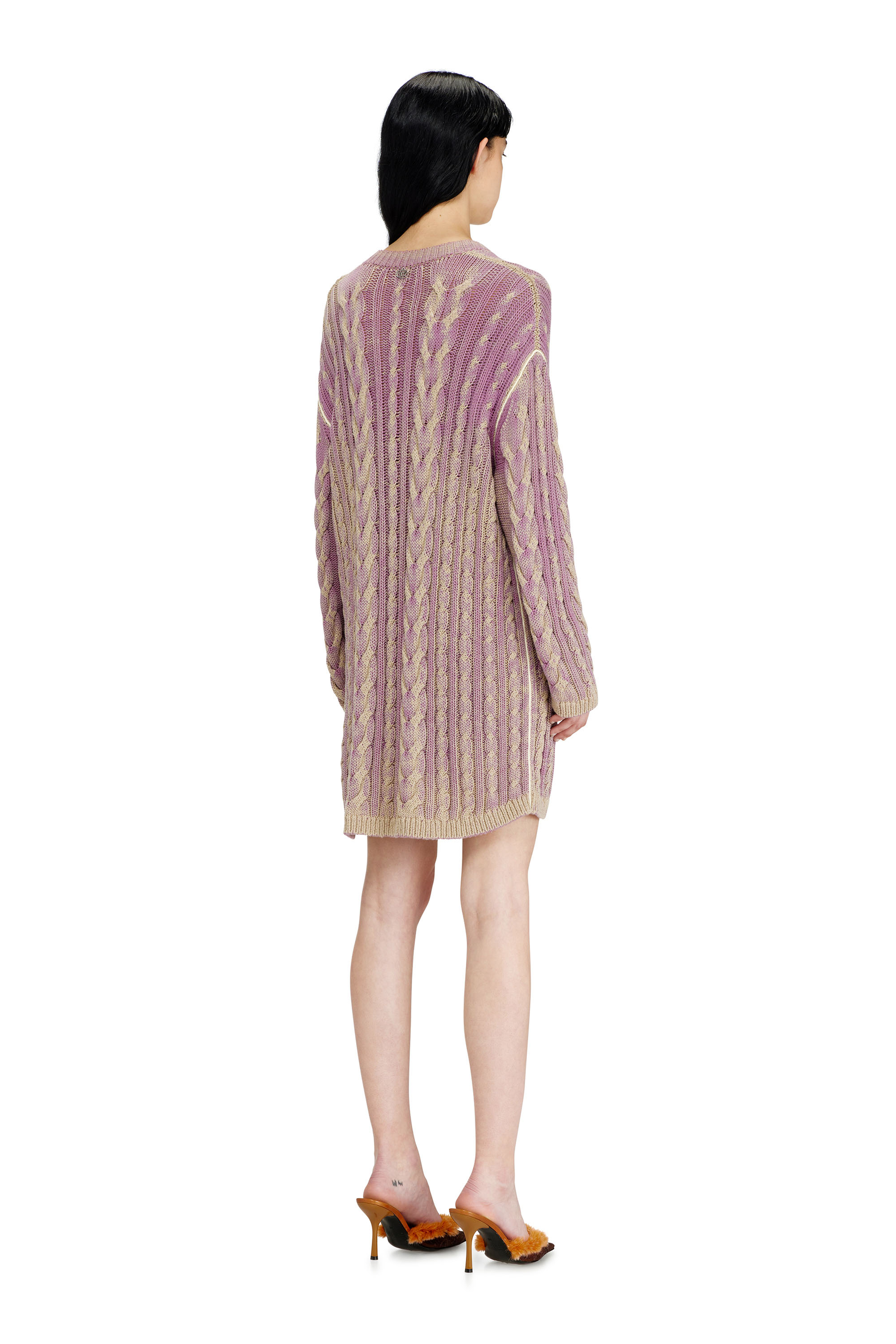 Diesel - M-ELGA, Woman's Short sweater dress in cable knit in Lilac - 4