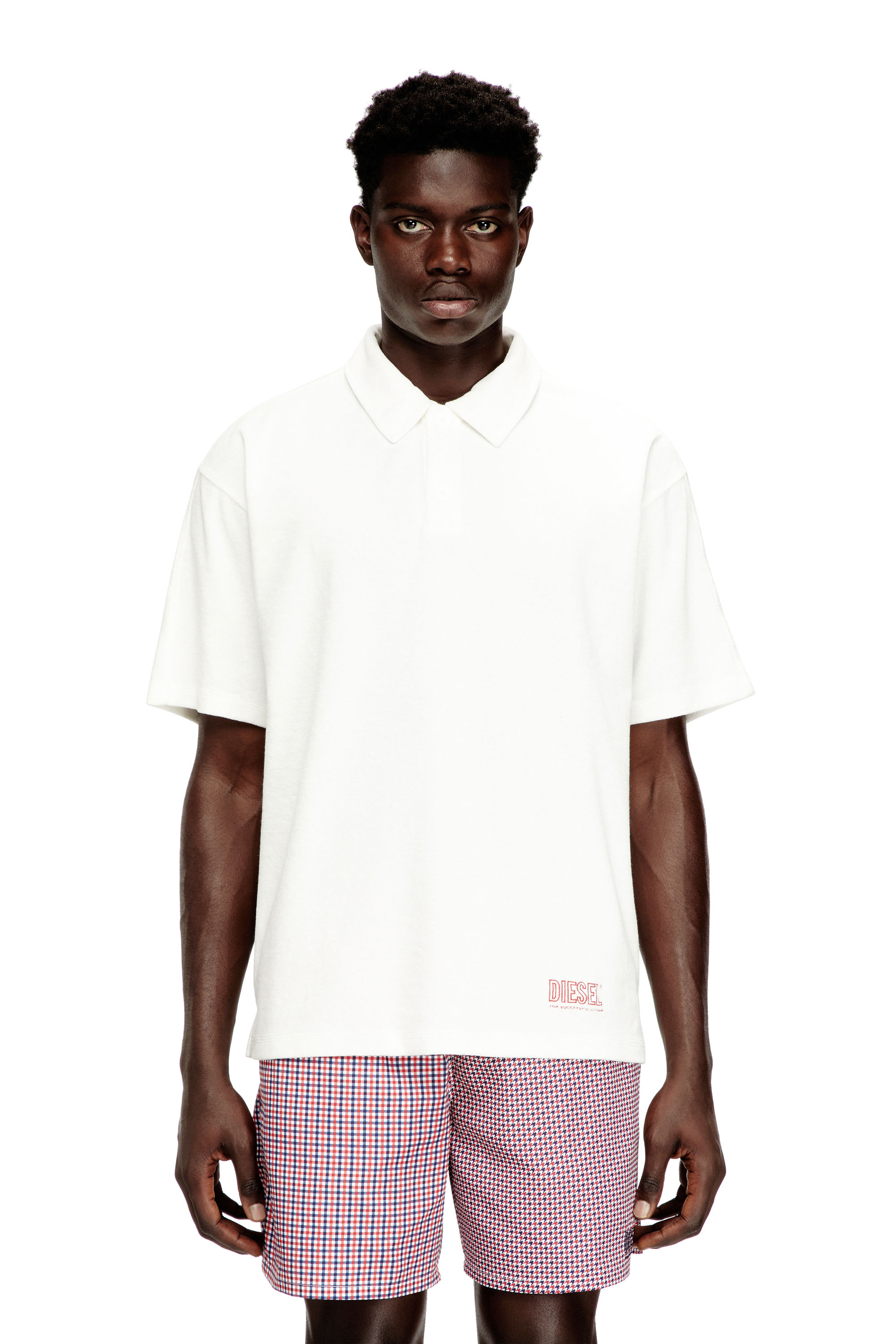 Diesel - JOSHUA-D-CORE, Man's Towelling cotton polo shirt in White - 1