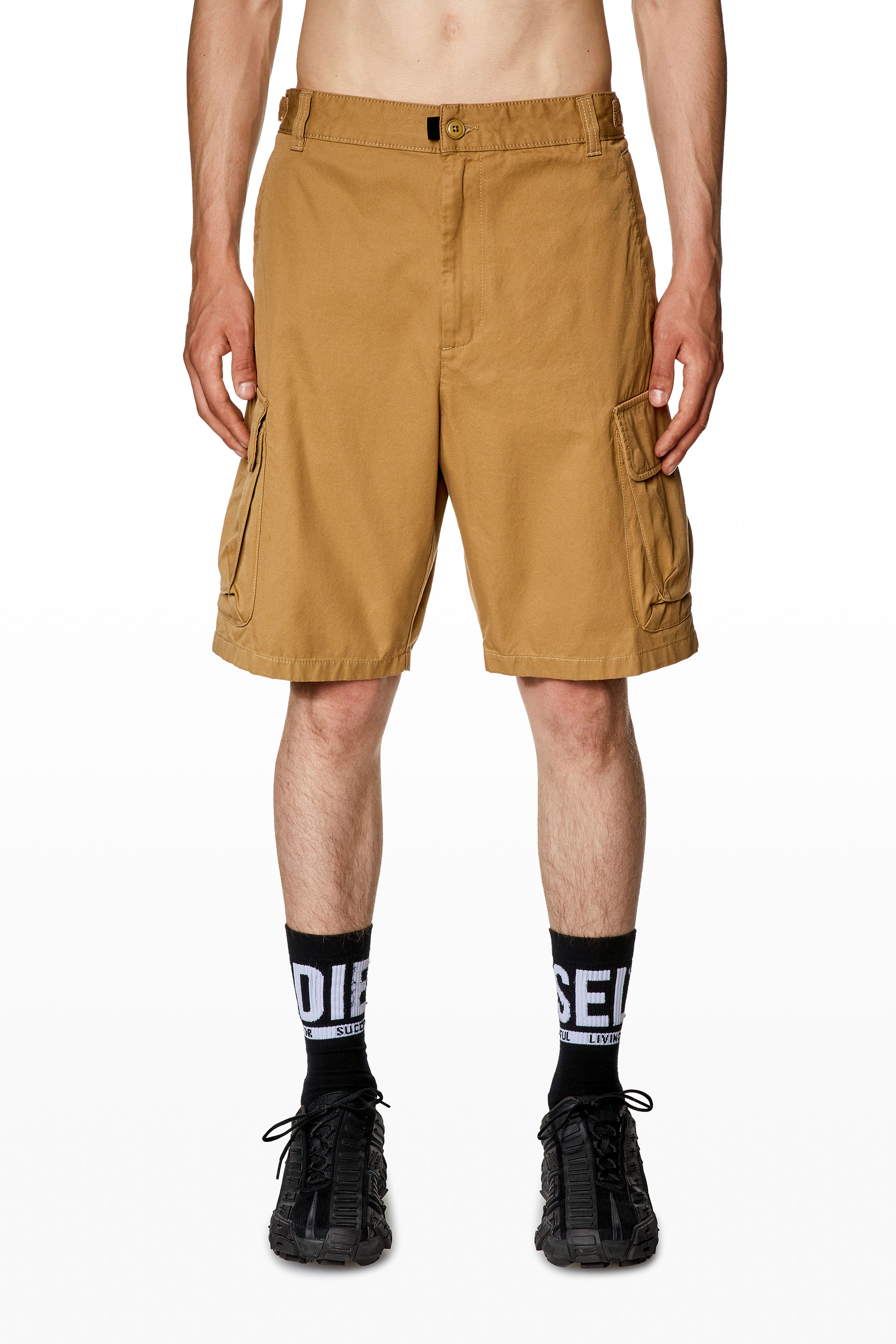 Diesel - P-ARGYM-SHORT, Man Twill cargo shorts in organic cotton in Brown - Image 1