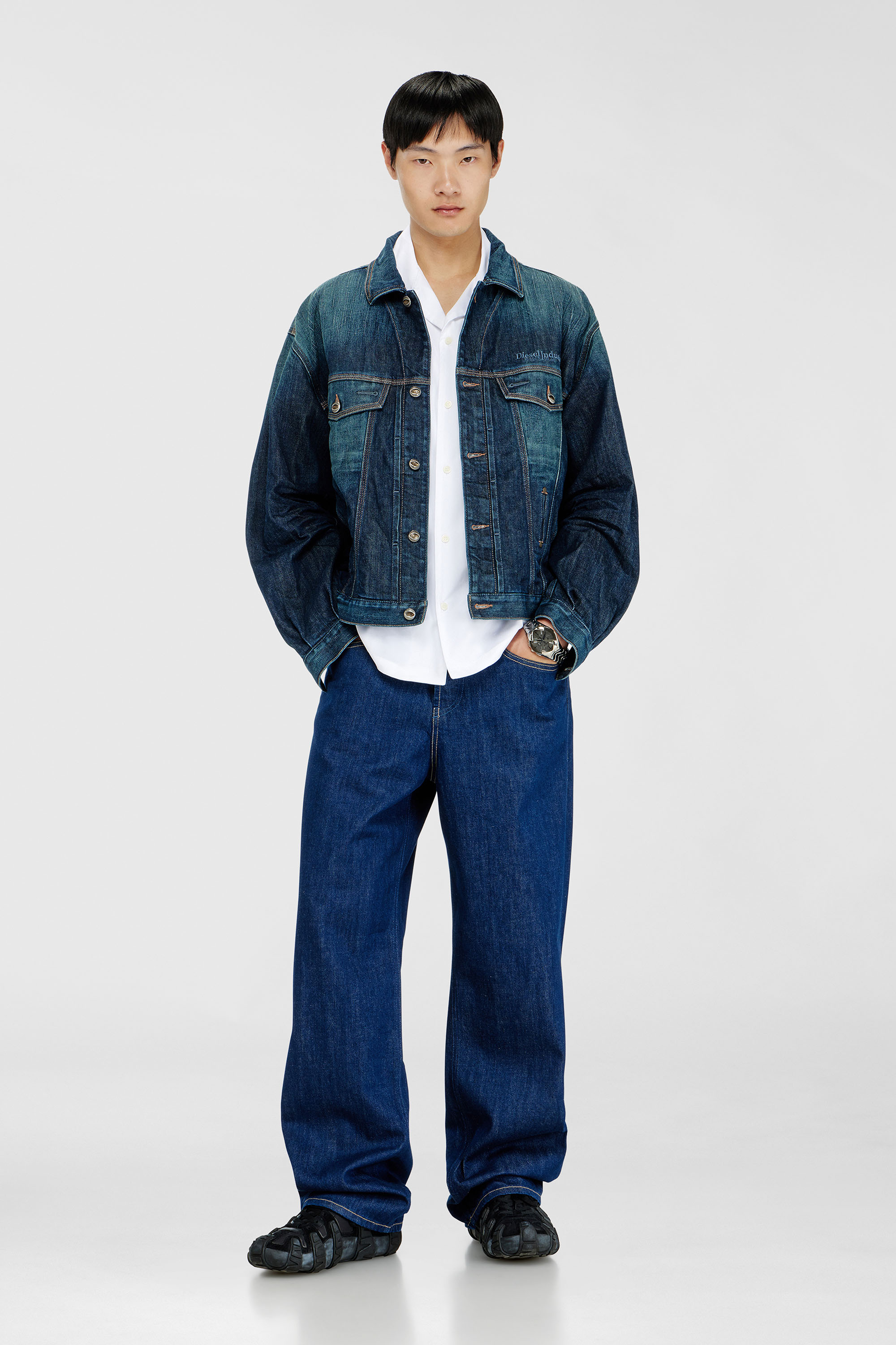 Diesel - S-MAC-GSBH, Man's Stretch poplin shirt with Oval D embroidery in White - 1