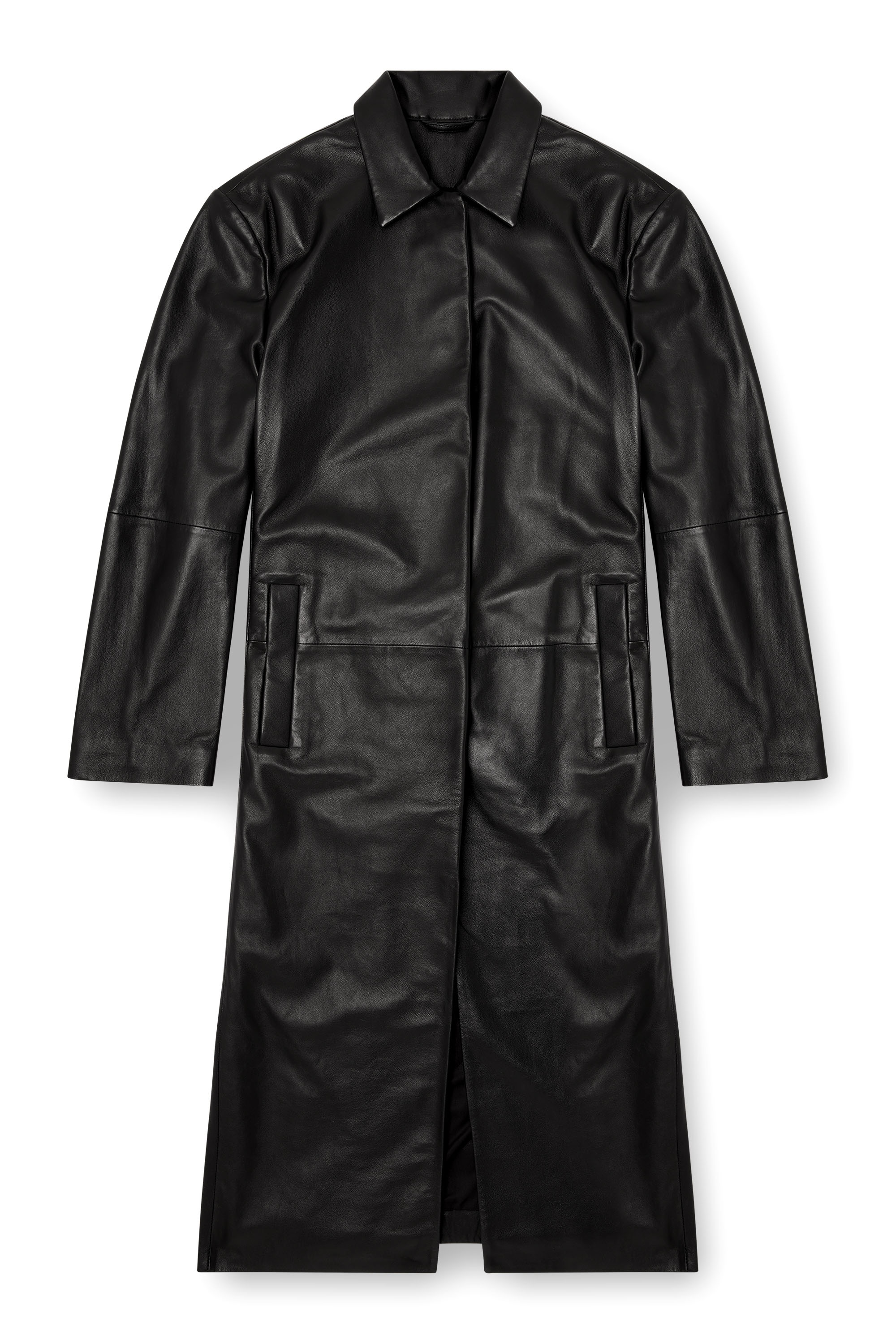 Diesel - L-ANCELOT, Woman's Long padded leather coat in Black - 2