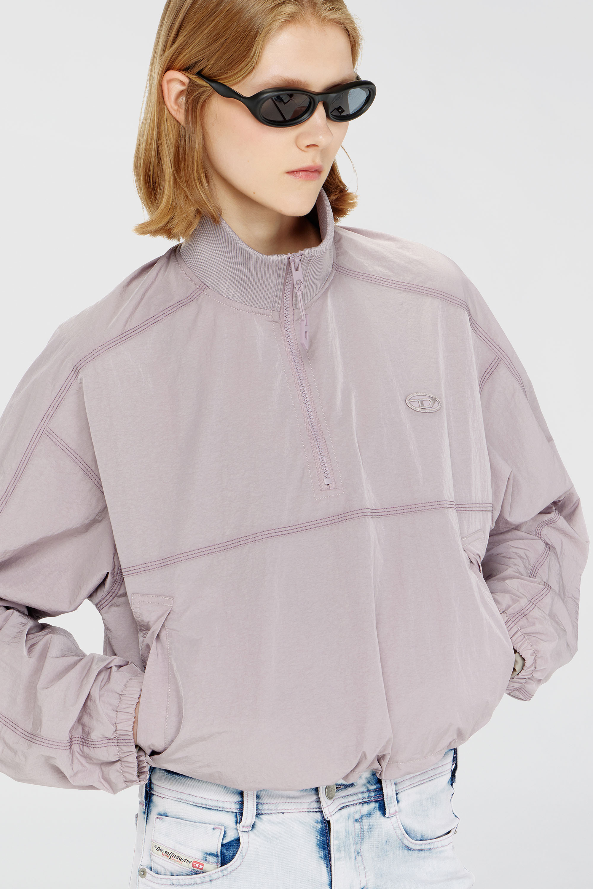 Diesel - G-ANOCK, Woman's Relaxed nylon jacket with mock neck in Lilac - 5