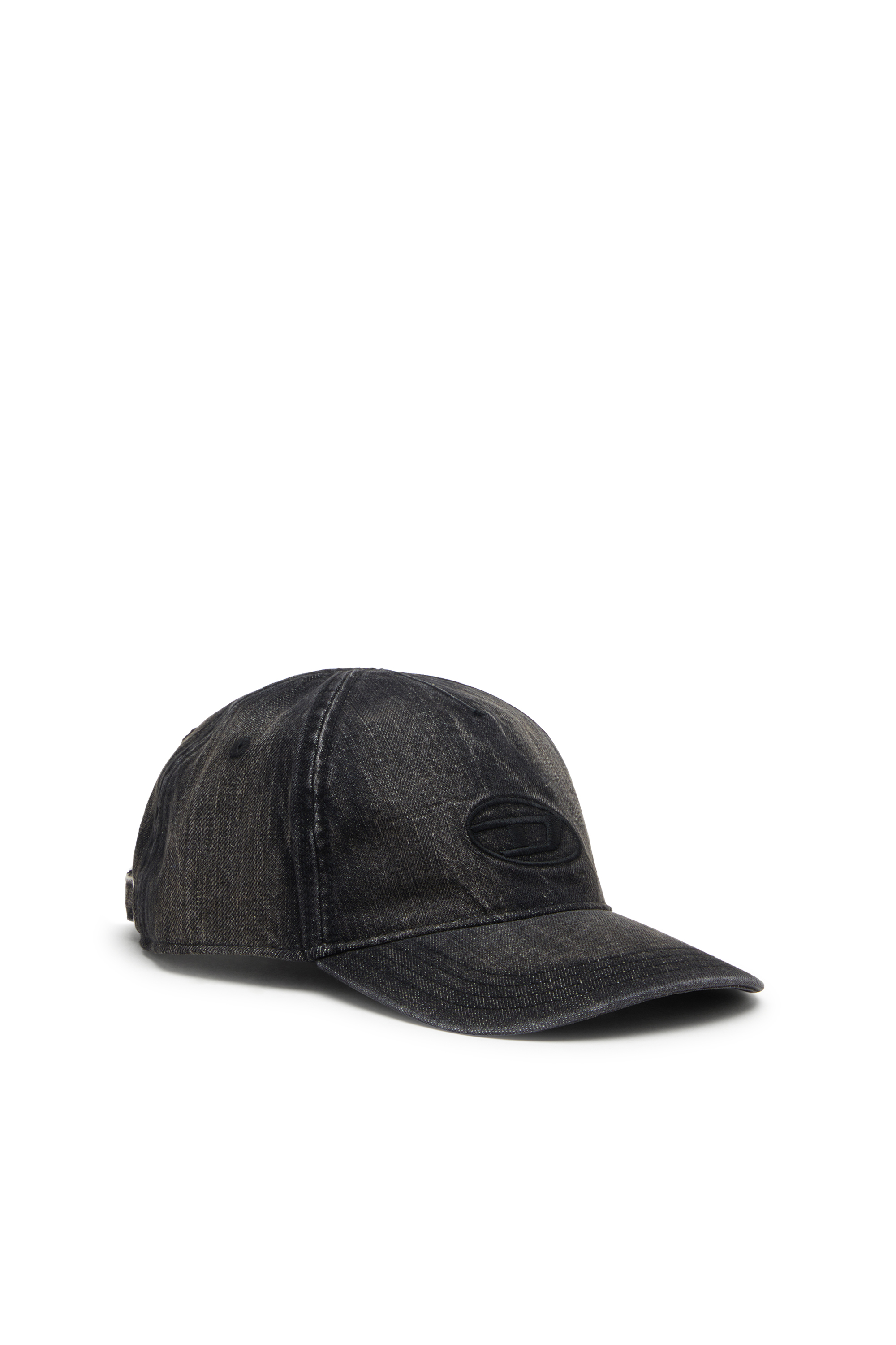Diesel - C-ENIC, Man's Denim cap with frayed details and embroidered logo in Black Jeans - 1