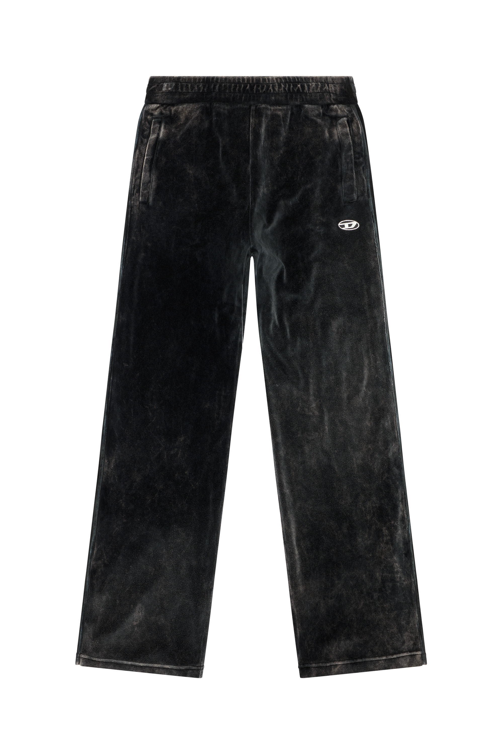 Diesel - P-ZAMPBAND, Man Chenille track pants with side bands in Black - Image 3