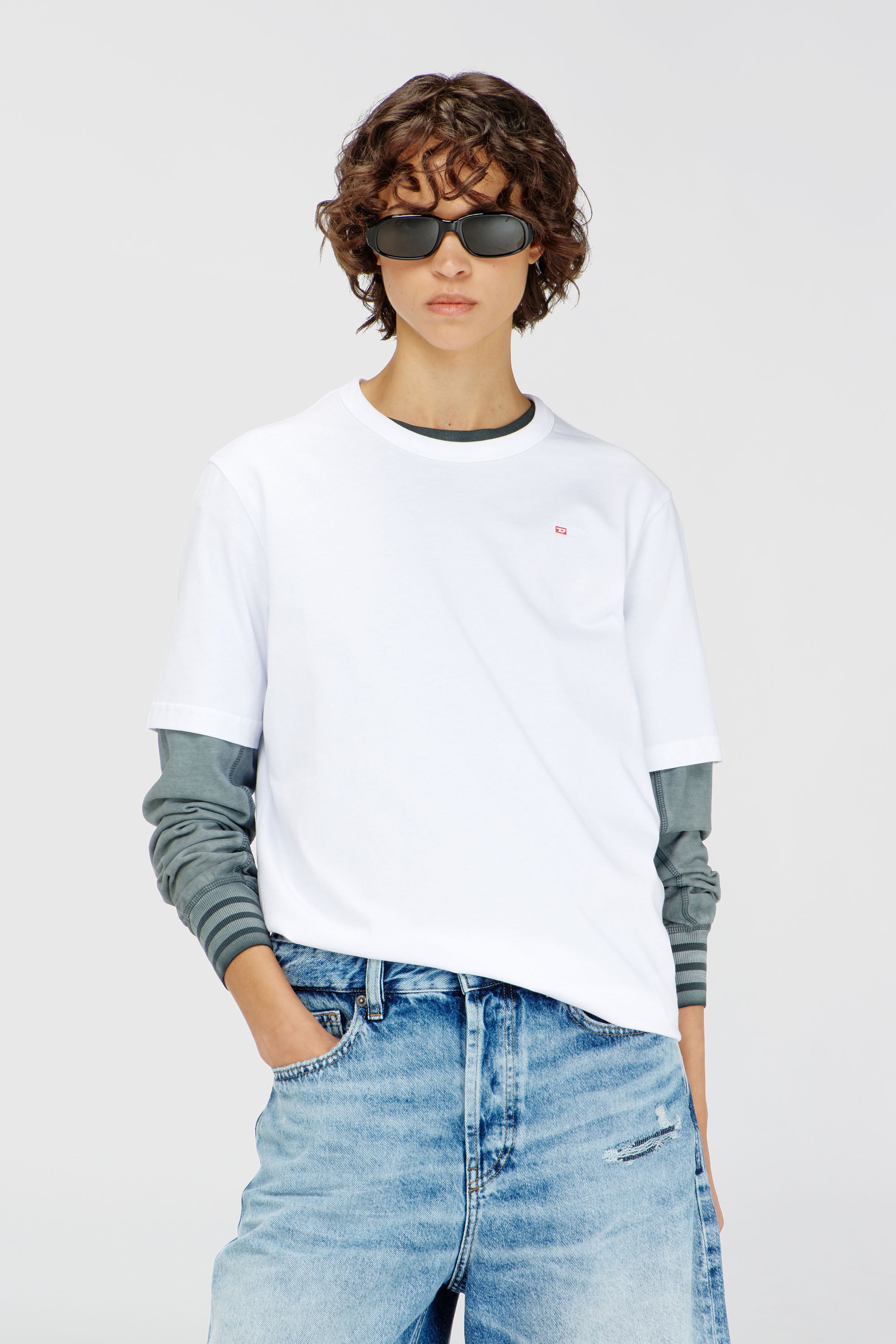 Diesel - T-ADJUST-MICRODIV, Unisex's T-shirt with micro-embroidered logo in White - 1