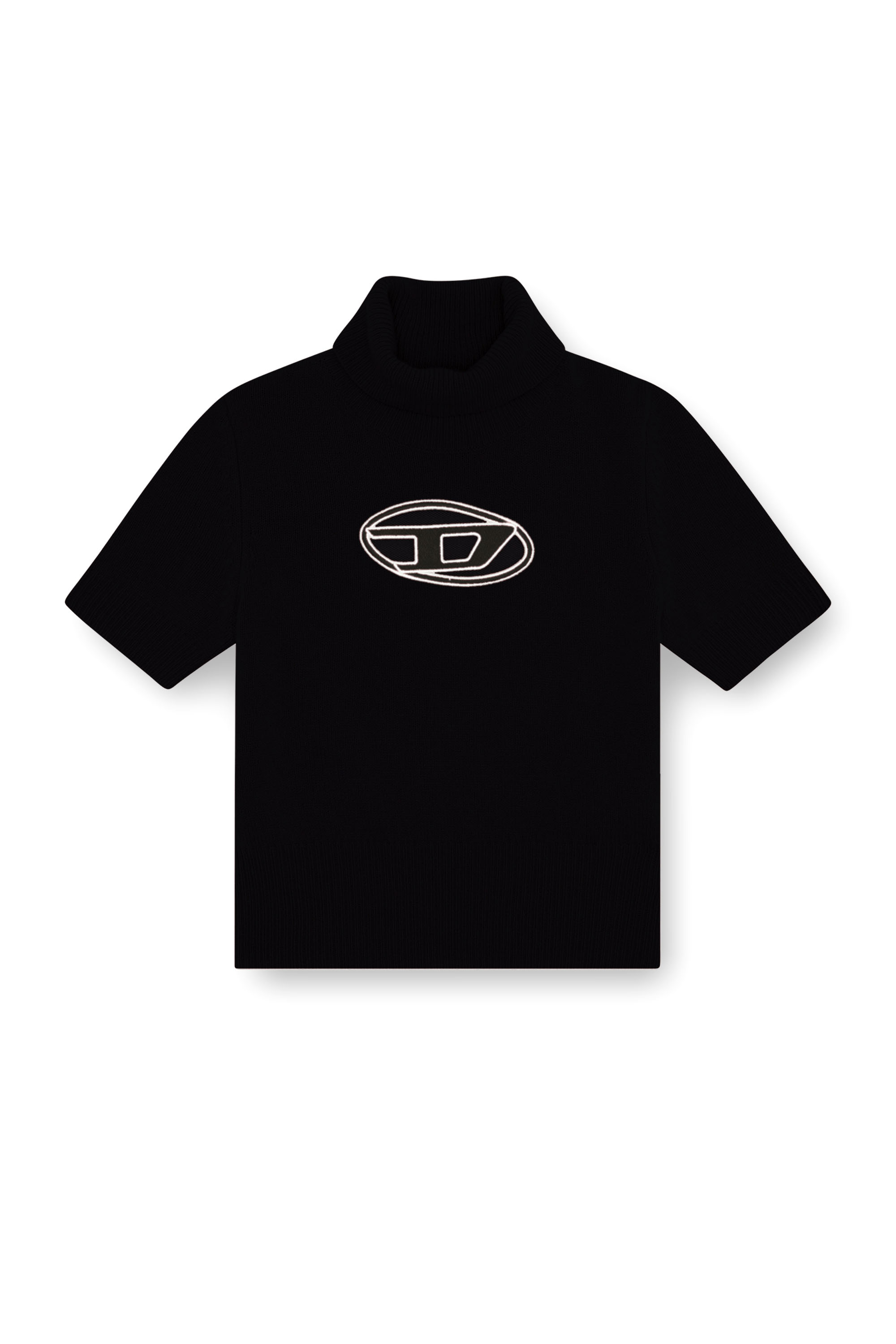 Diesel - M-ARGARET, Woman Short-sleeve jumper with cut-out logo in Black - Image 6