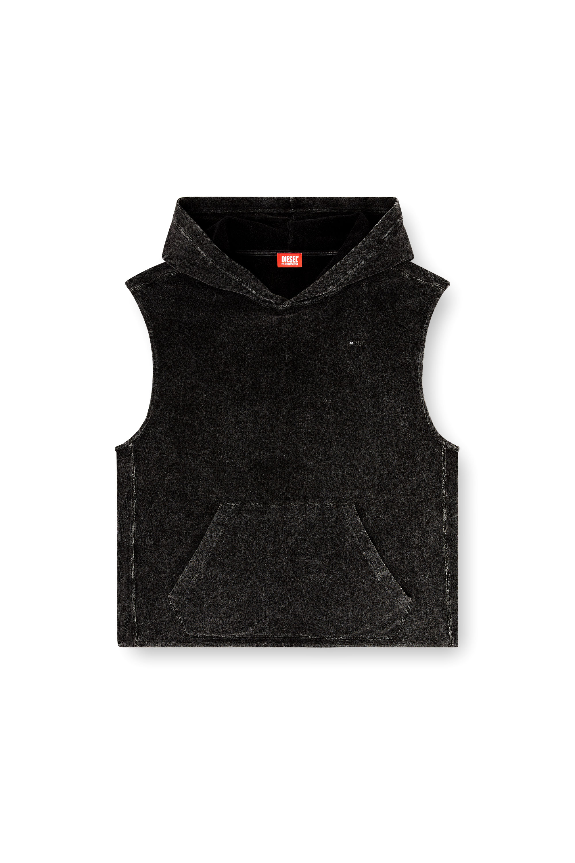 Diesel - ARUBA-DNM, Man's Sleeveless hoodie with denim effect in Black - 4