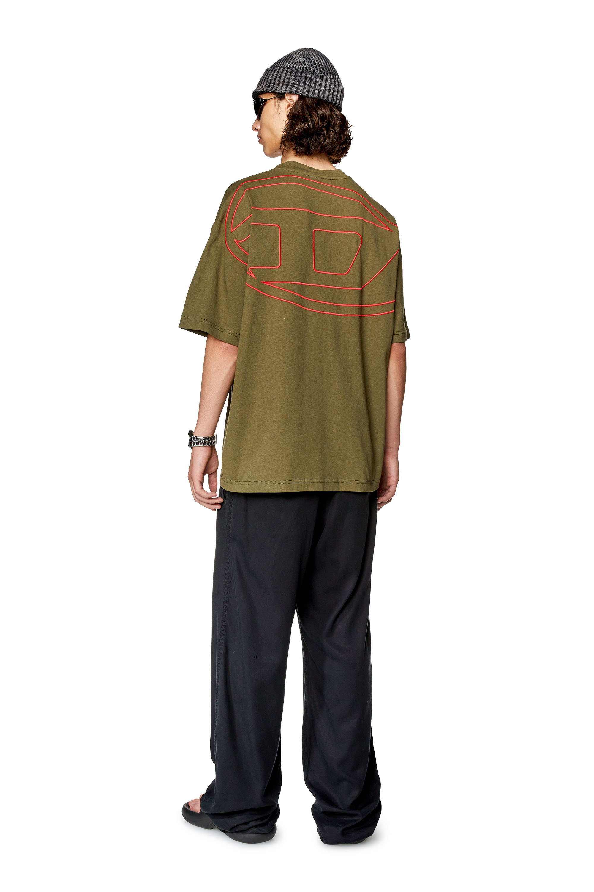Diesel - T-BOGGY-MEGOVAL-D, Man T-shirt with maxi oval D embroidery in Green - Image 2