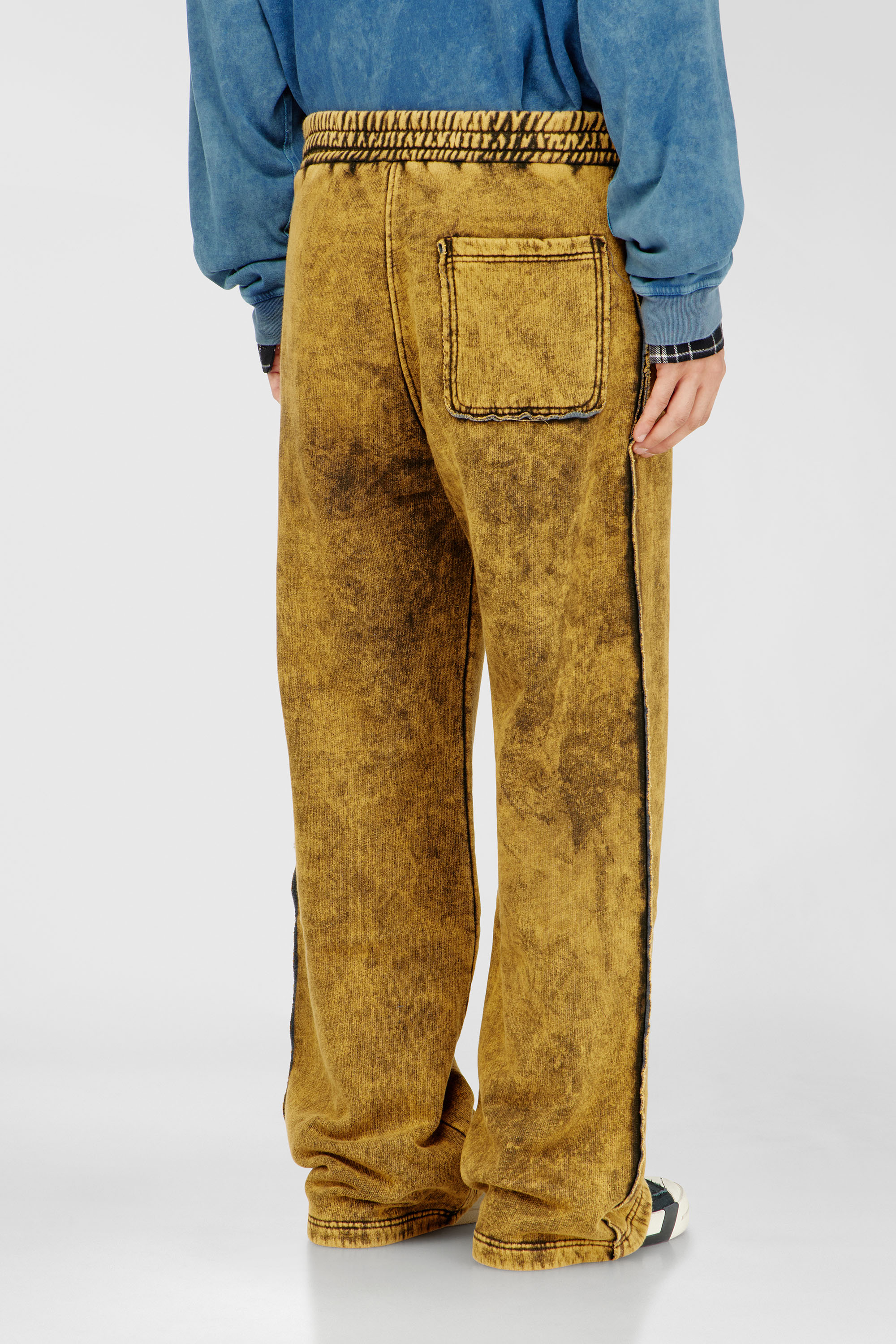 Diesel - P-MARTAINS-RAW, Man's Acid-wash sweatpants with raw edges in Light Brown - 4