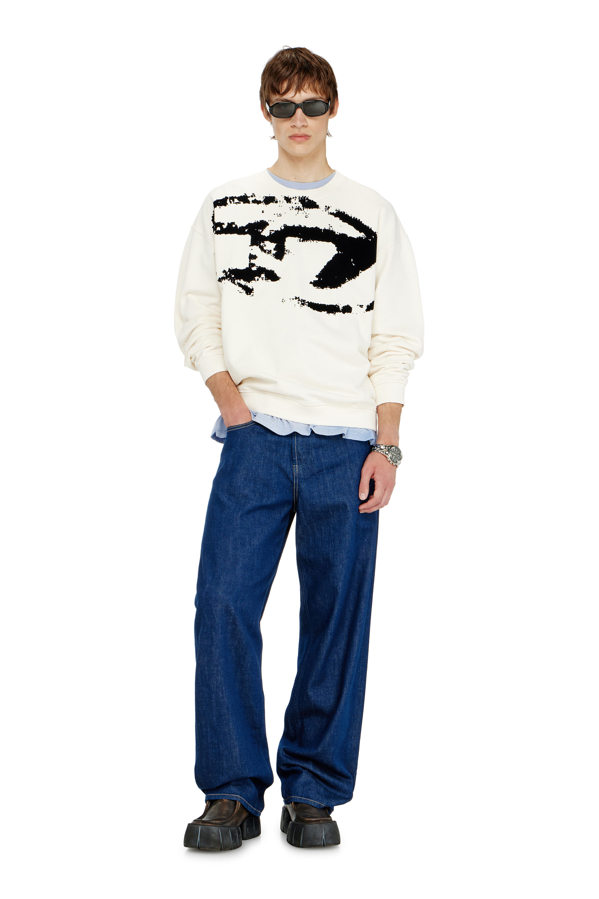 Diesel - S-BOXT-N5, Man's Cotton sweatshirt with flocked Oval D in null - 1