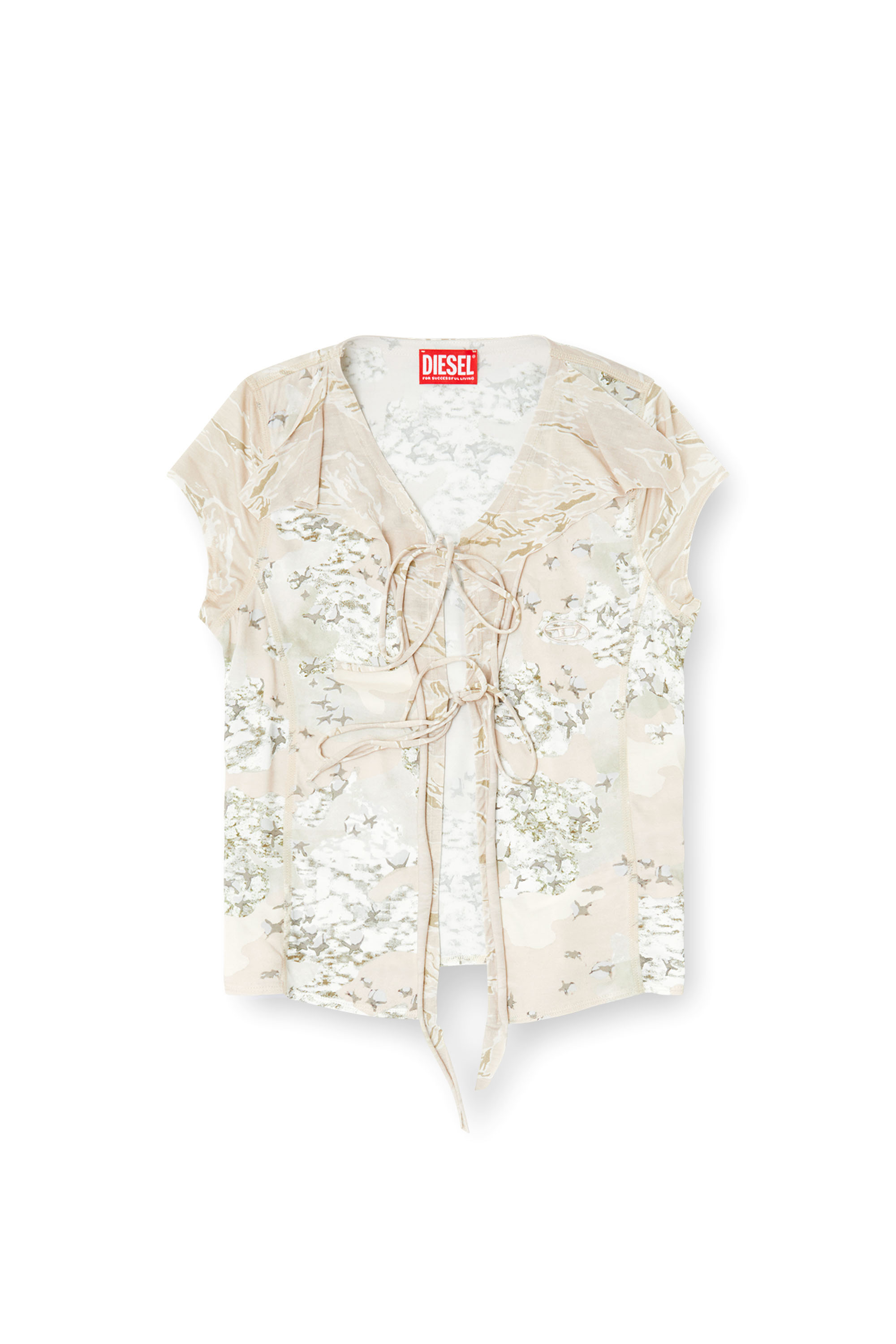 Diesel - T-AFRYMY, Woman's Tie top with mixed camo prints in Beige - 3