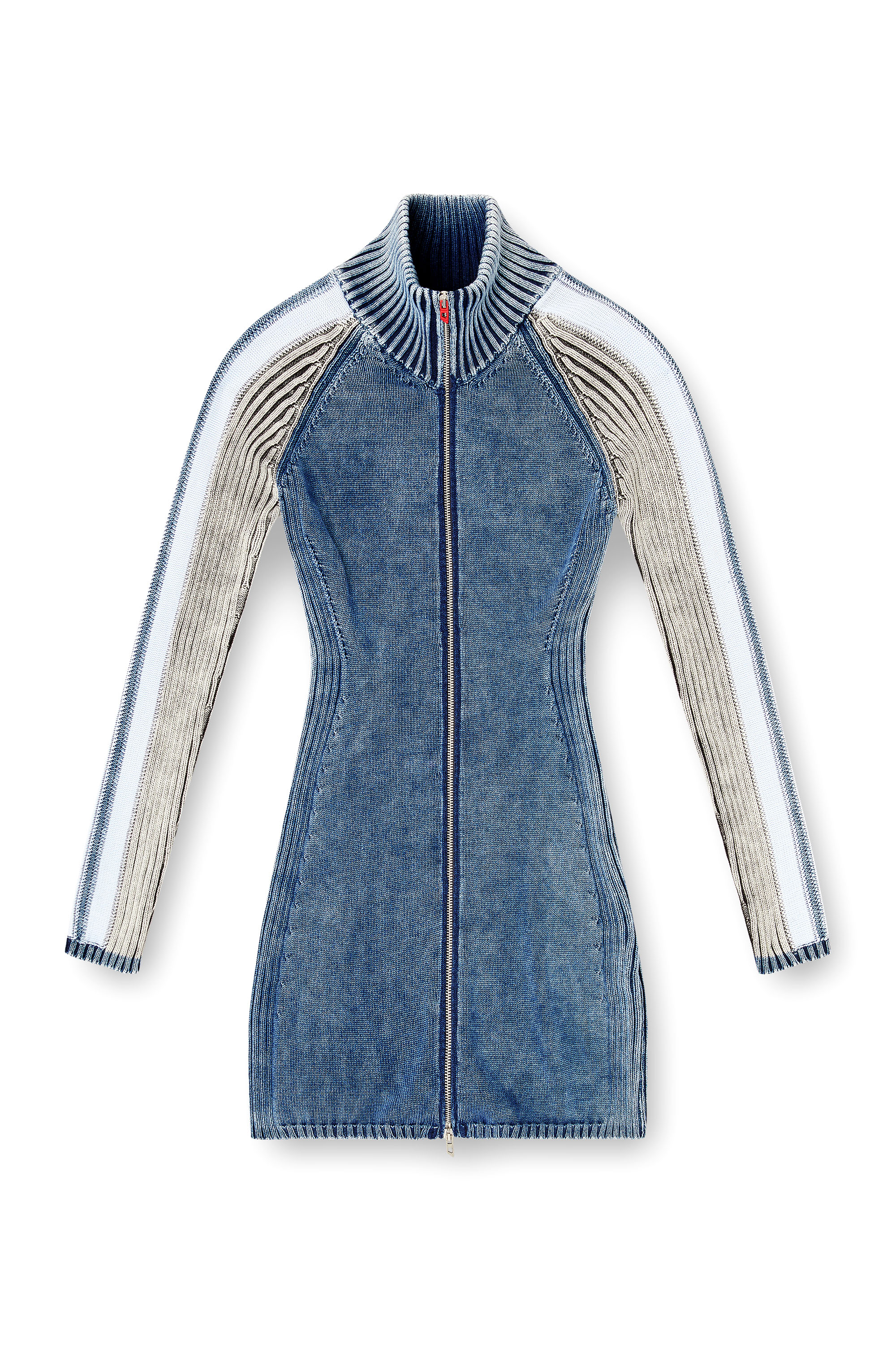 Diesel - M-ESTELLE, Woman's Turtleneck short dress in indigo knit in null - 1