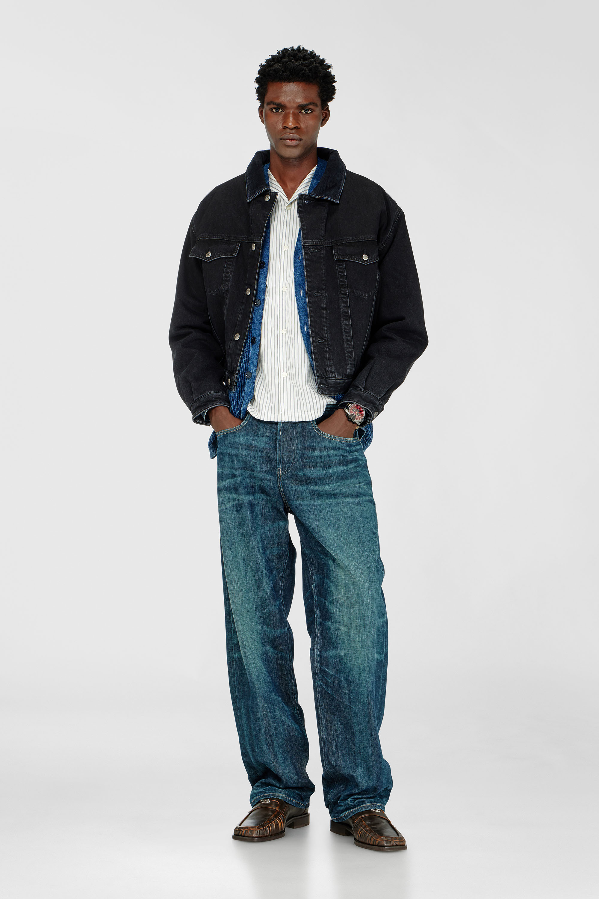 Diesel - D-RANGER-T, Unisex's Padded trucker jacket in denim in Black - 1
