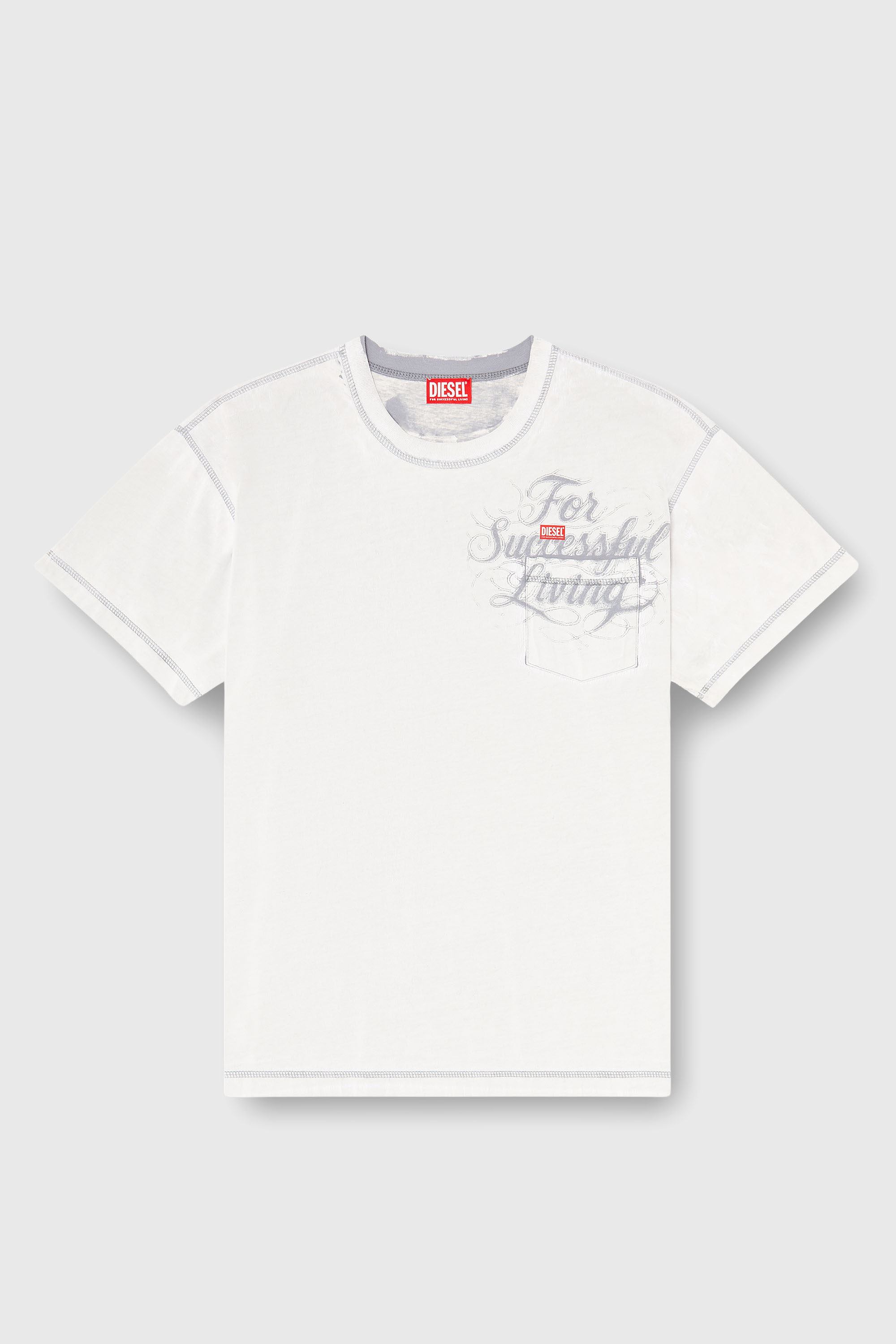 Diesel - T-NORM-POCKET-AA1, Man's T-shirt with chest pocket and graphic print in White - 2
