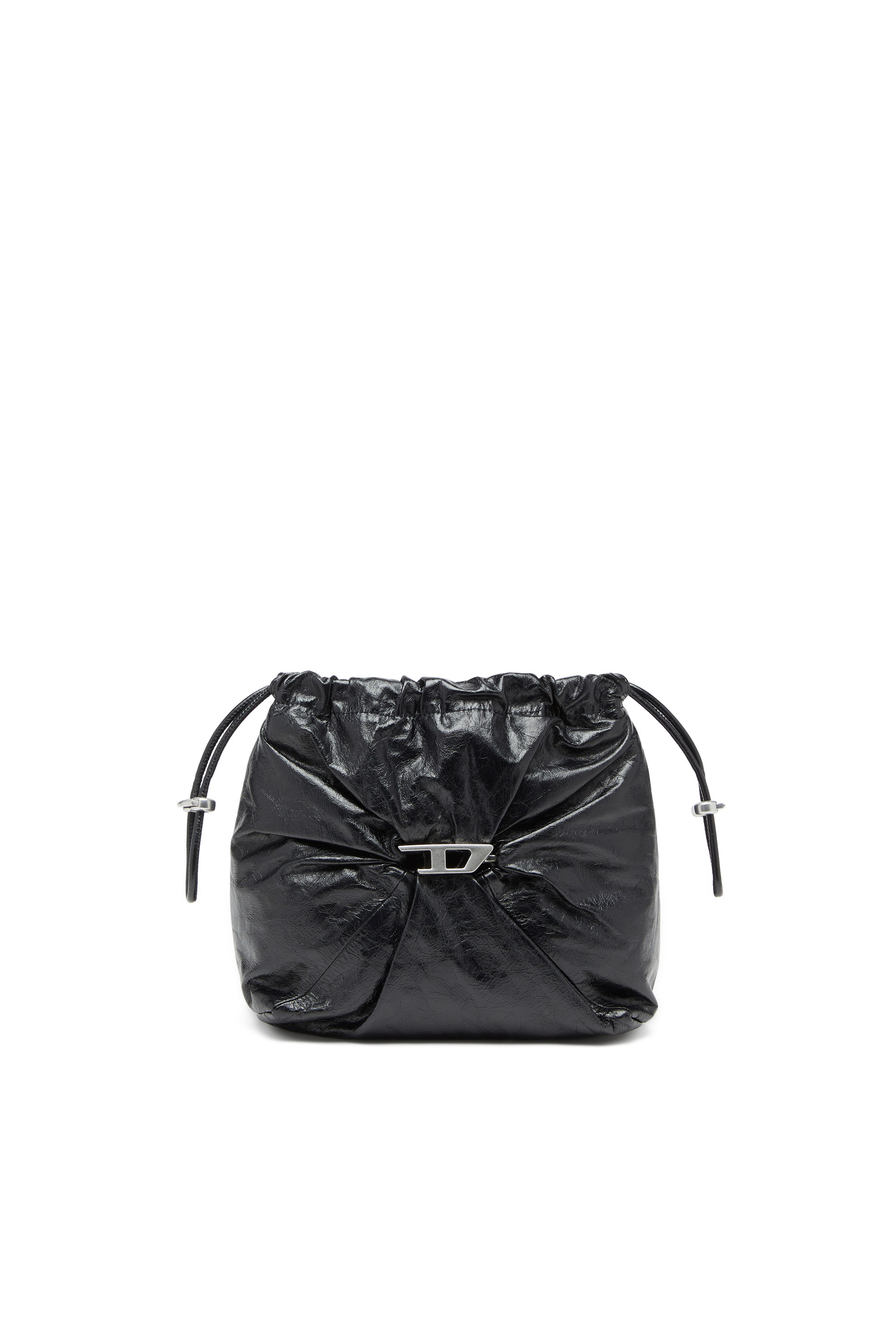 Diesel - SCRUNCH-D BUCKET, Woman's Scrunch-D-Bucket bag in shiny wrinkled leather in Black - 7