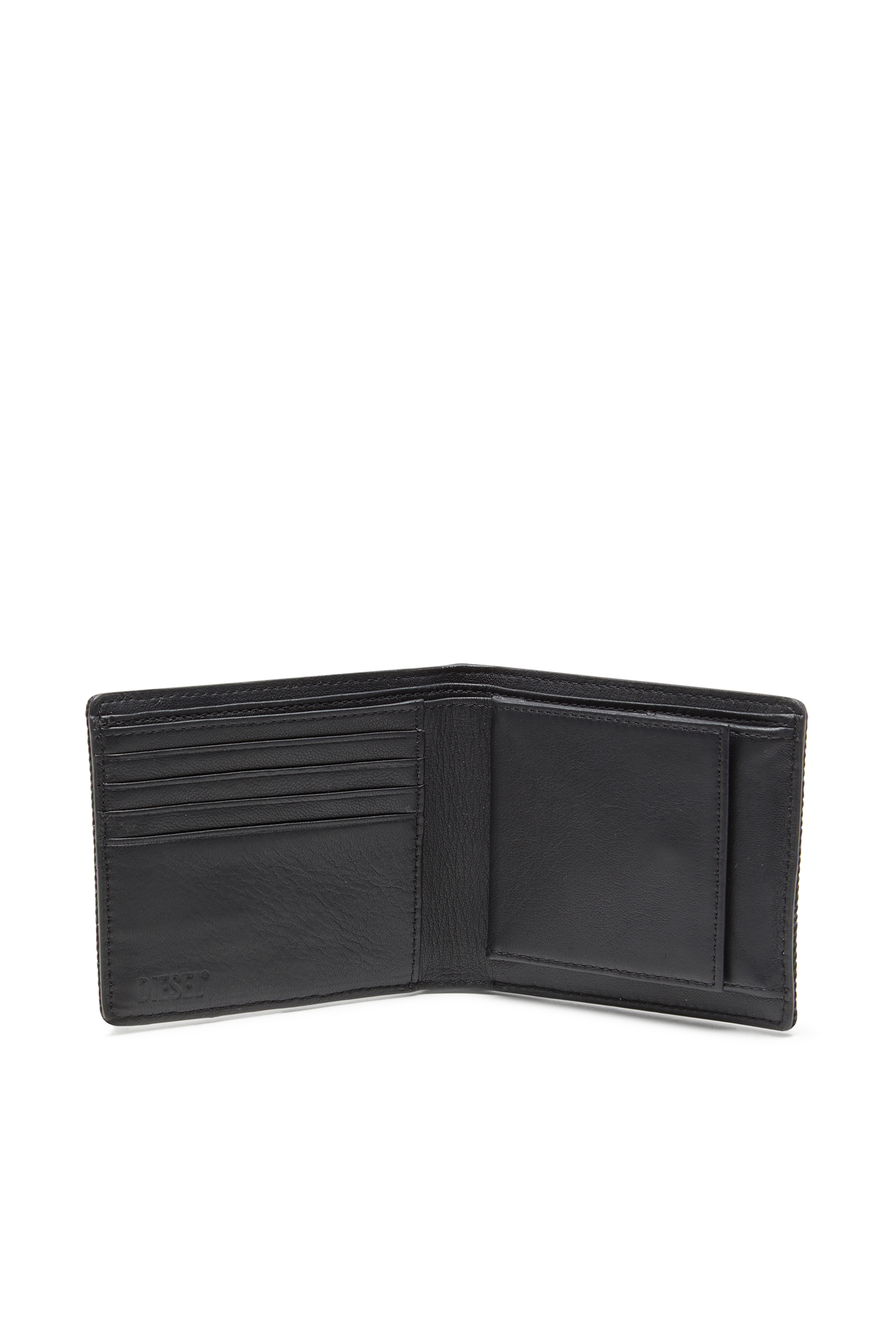 Diesel - MULTI-PKTS BI FOLD COIN S 3D, Man's Denim wallet with logo in Black - 3