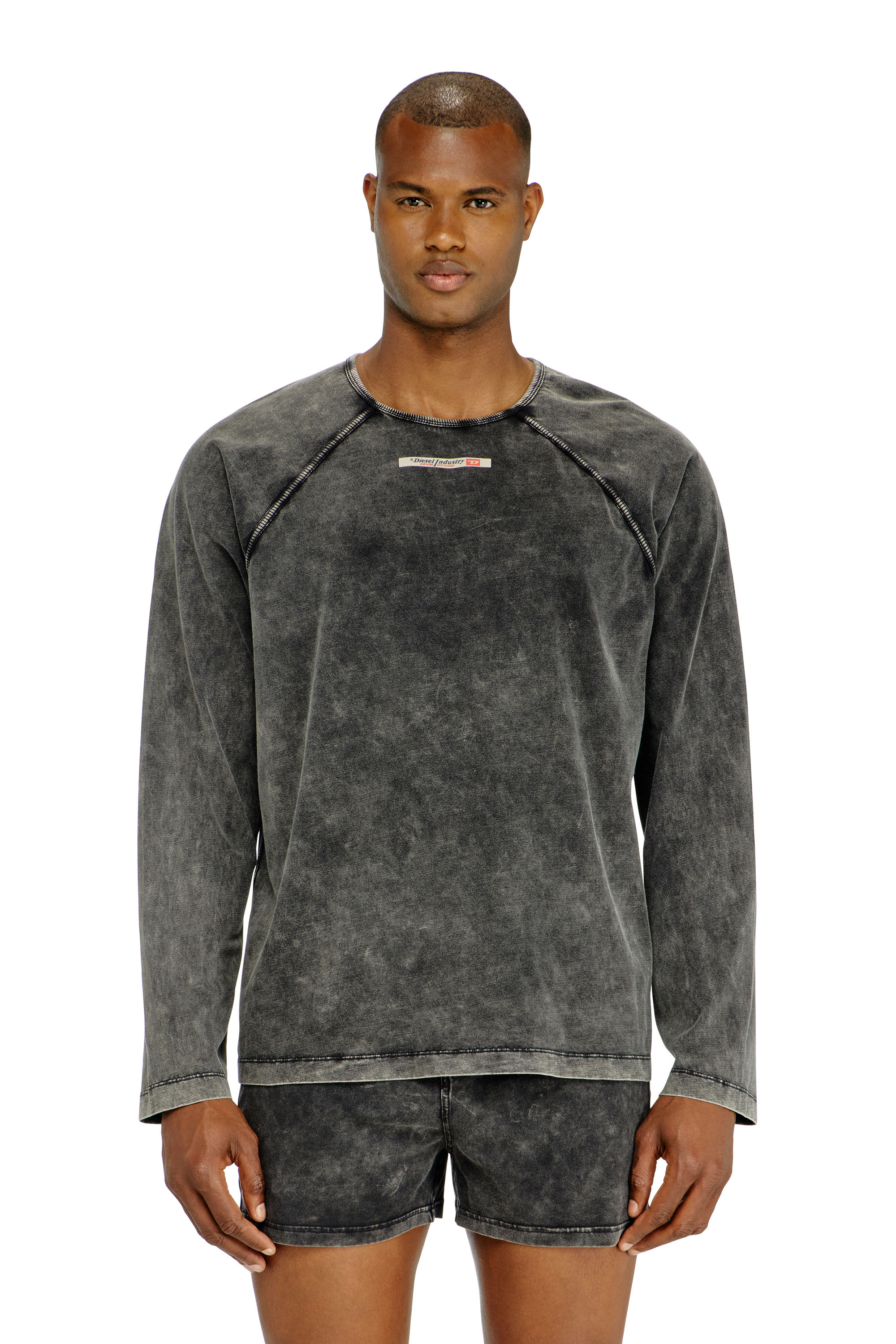 Diesel - BRYAN-DNM, Man's Cotton pijama top with logo patch in Dark grey - 1