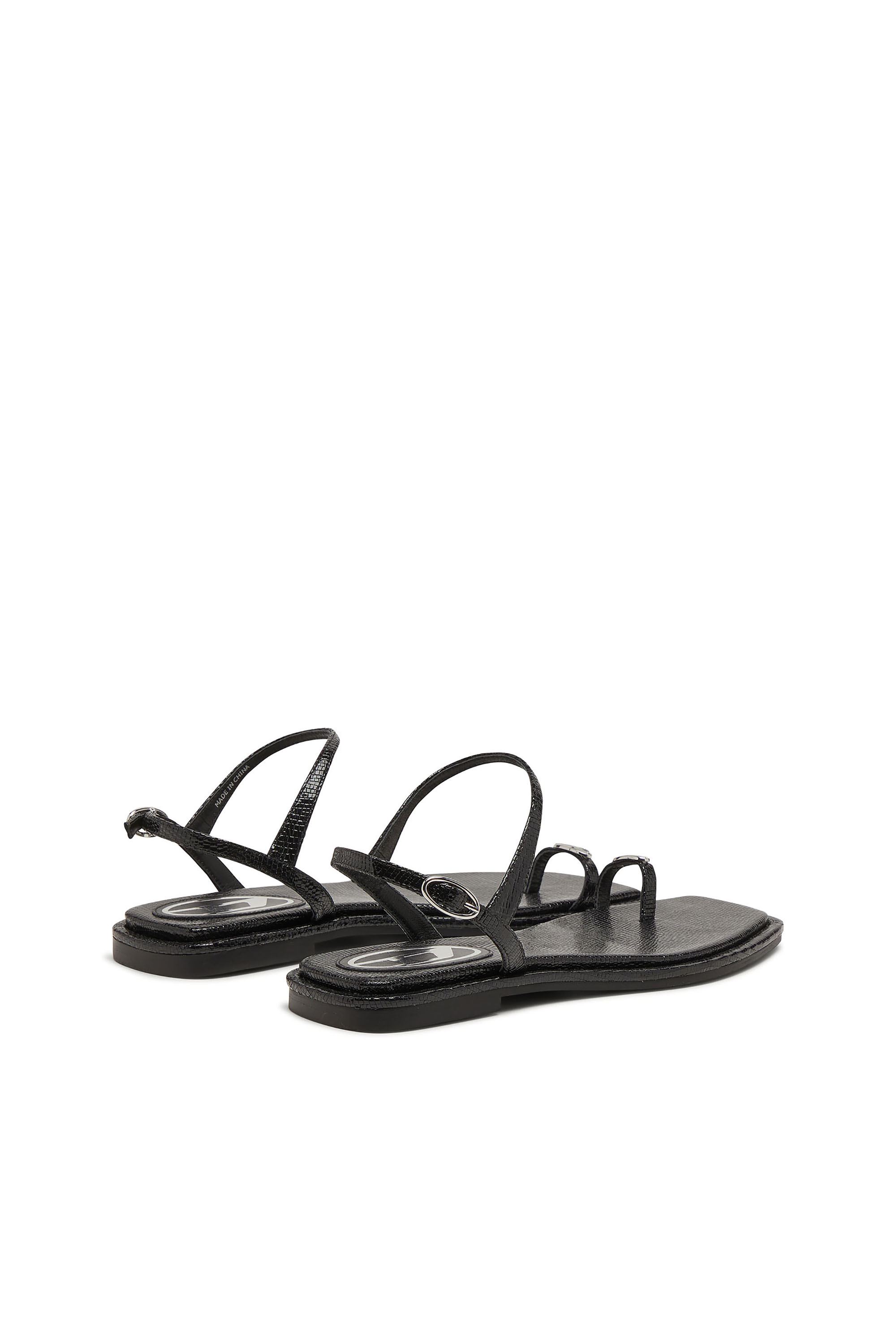 Diesel - D-AMBER INFRA 0, Woman's D-AMBER - Sandal in leather with metallic logo in Black - 4