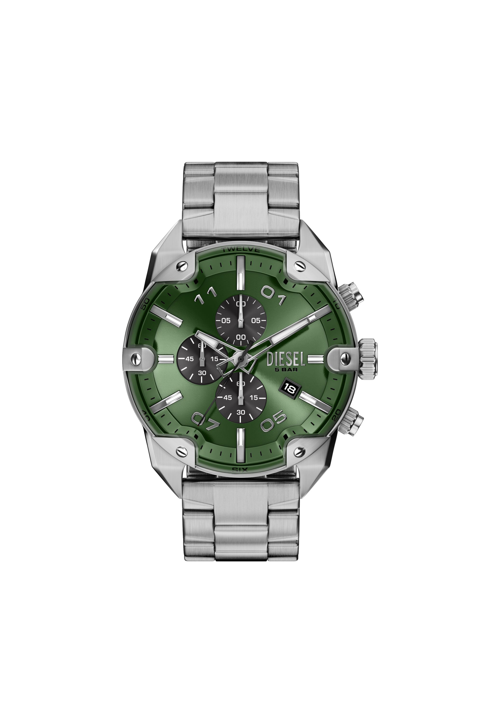 Diesel - DZ4712 WATCH, Man's Spiked stainless steel watch in Silver - 1