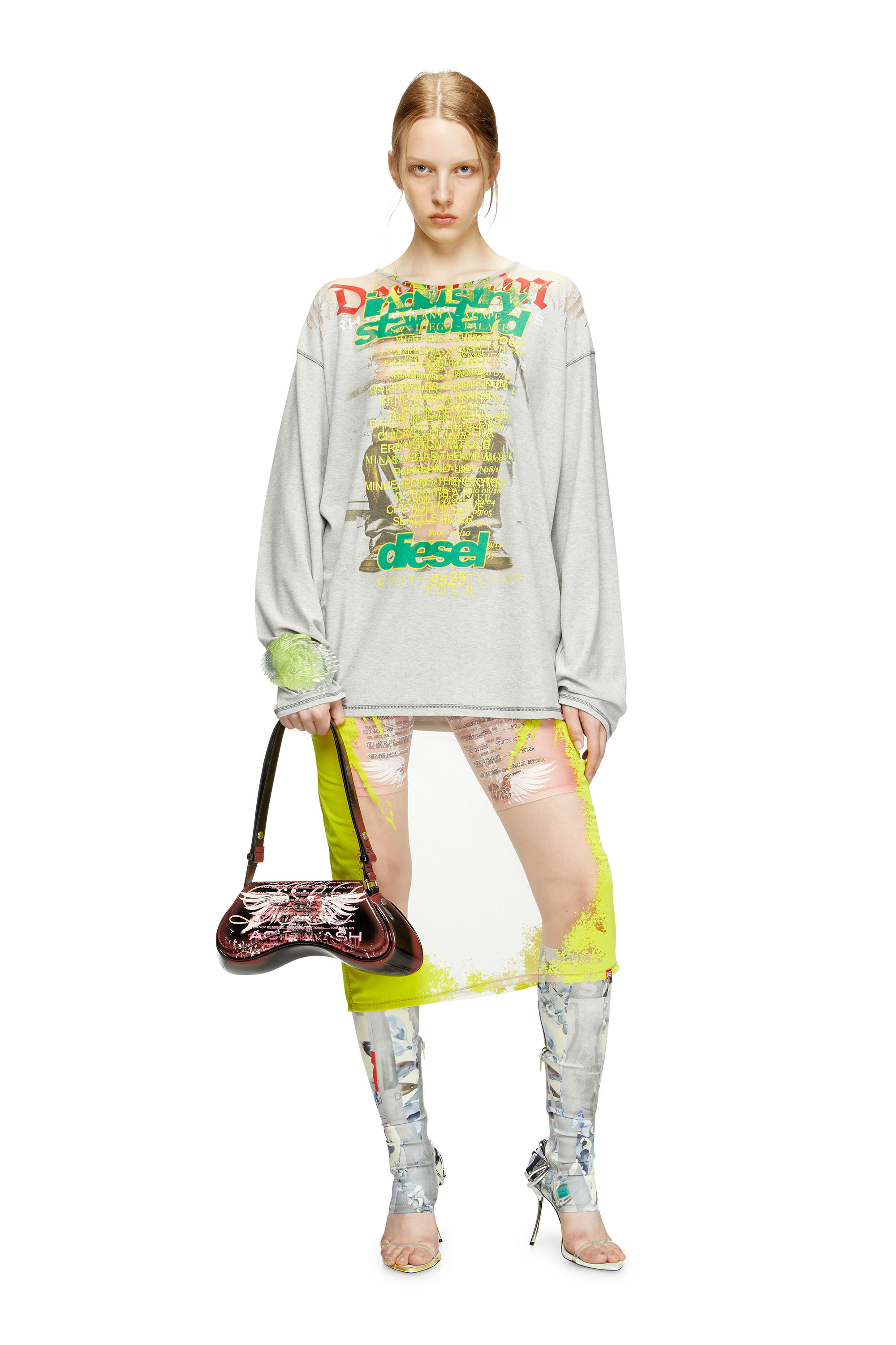 Diesel - T-JERRY-B, Unisex's Long-sleeve T-shirt with lyrics print in Grey - 7