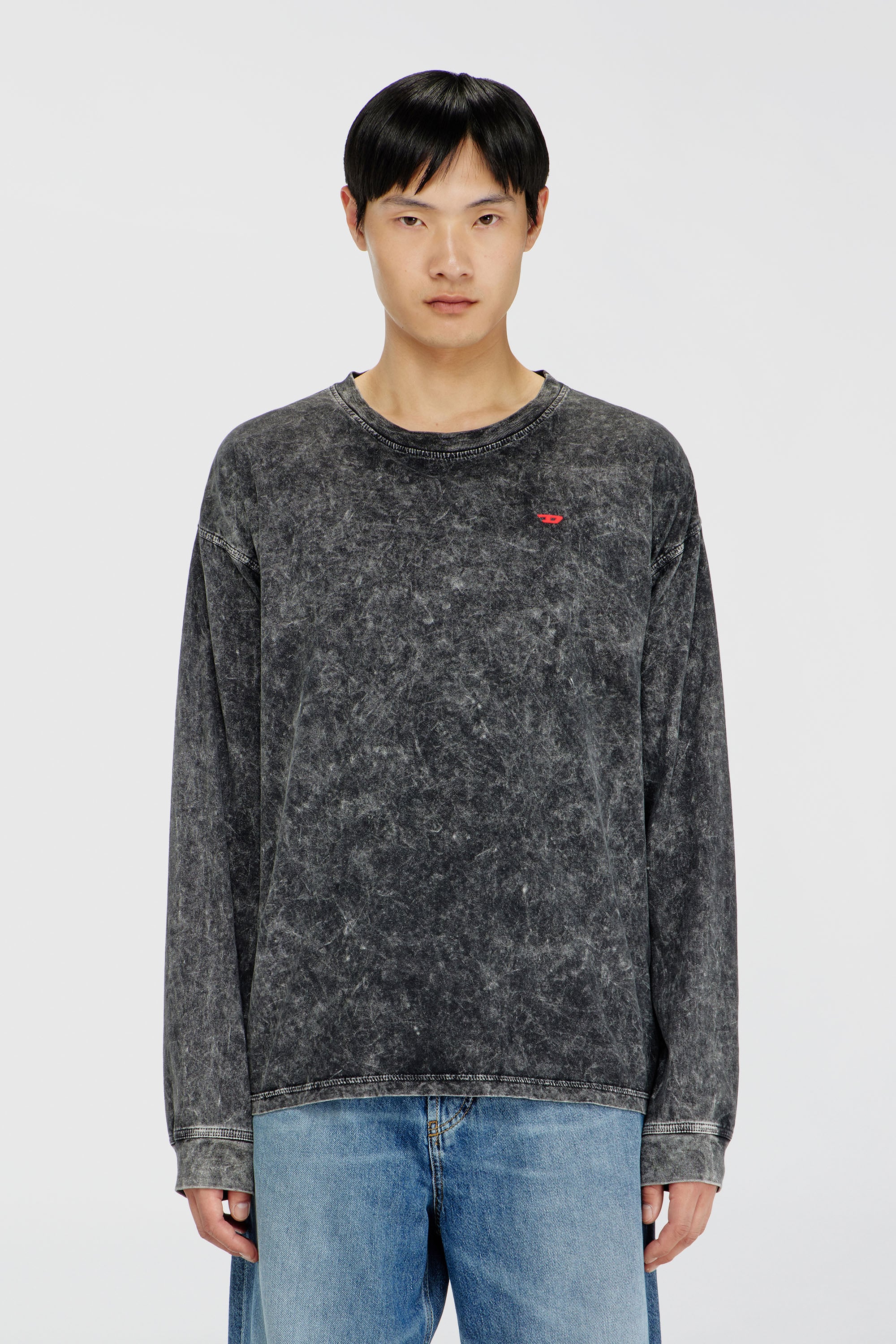 Diesel - T-BOXT-LS-AA5, Man's Long sleeve top with treated effect in Dark grey - 2