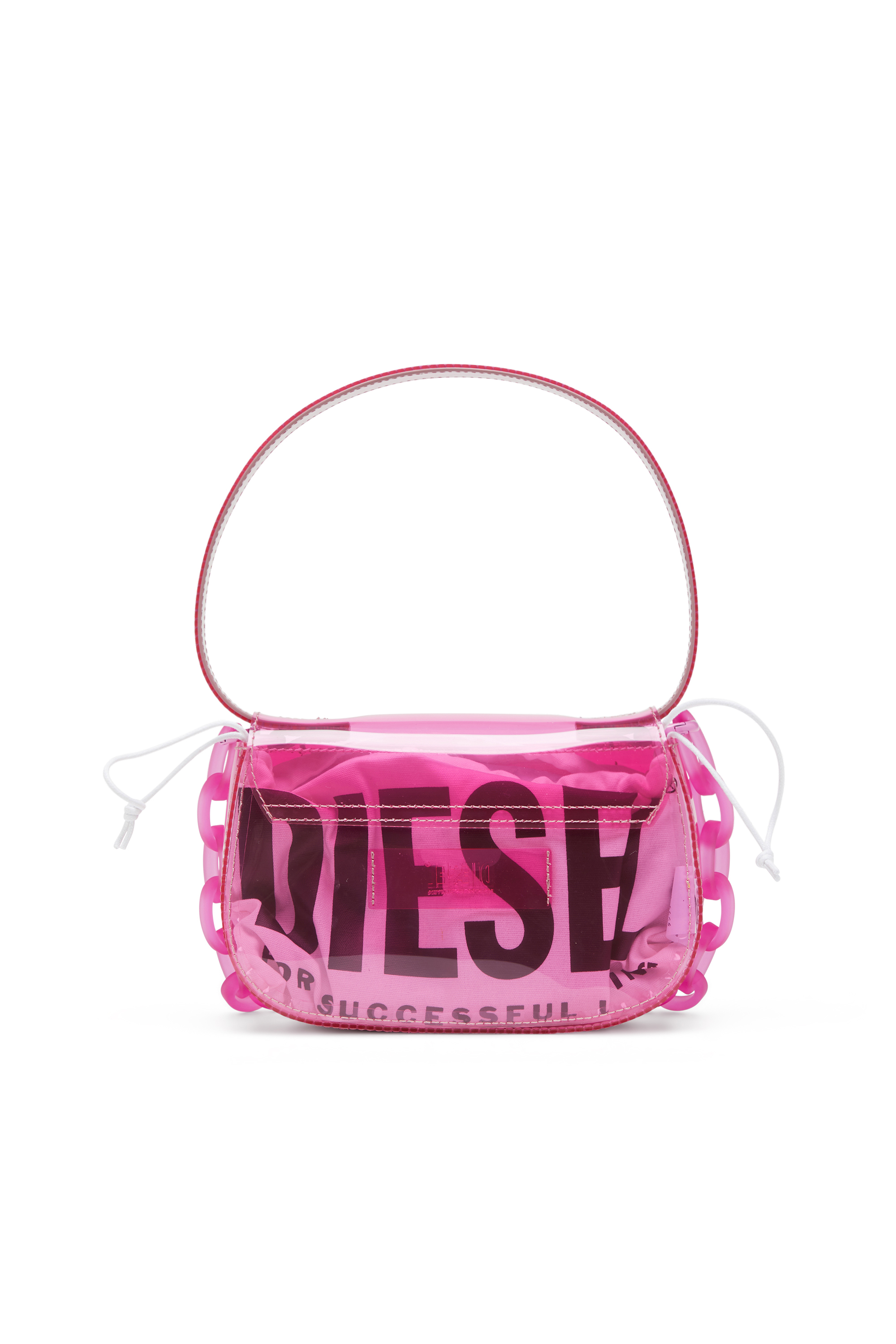 Diesel - 1DR, Woman's 1DR-Iconic shoulder bag in transparent TPU in Hot pink - 2