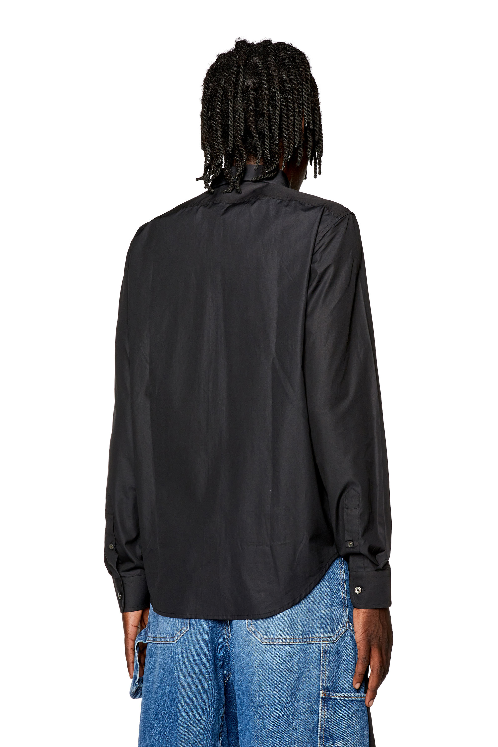 Diesel - S-BENNY-A, Man Shirt with oval D patch in Black - Image 4
