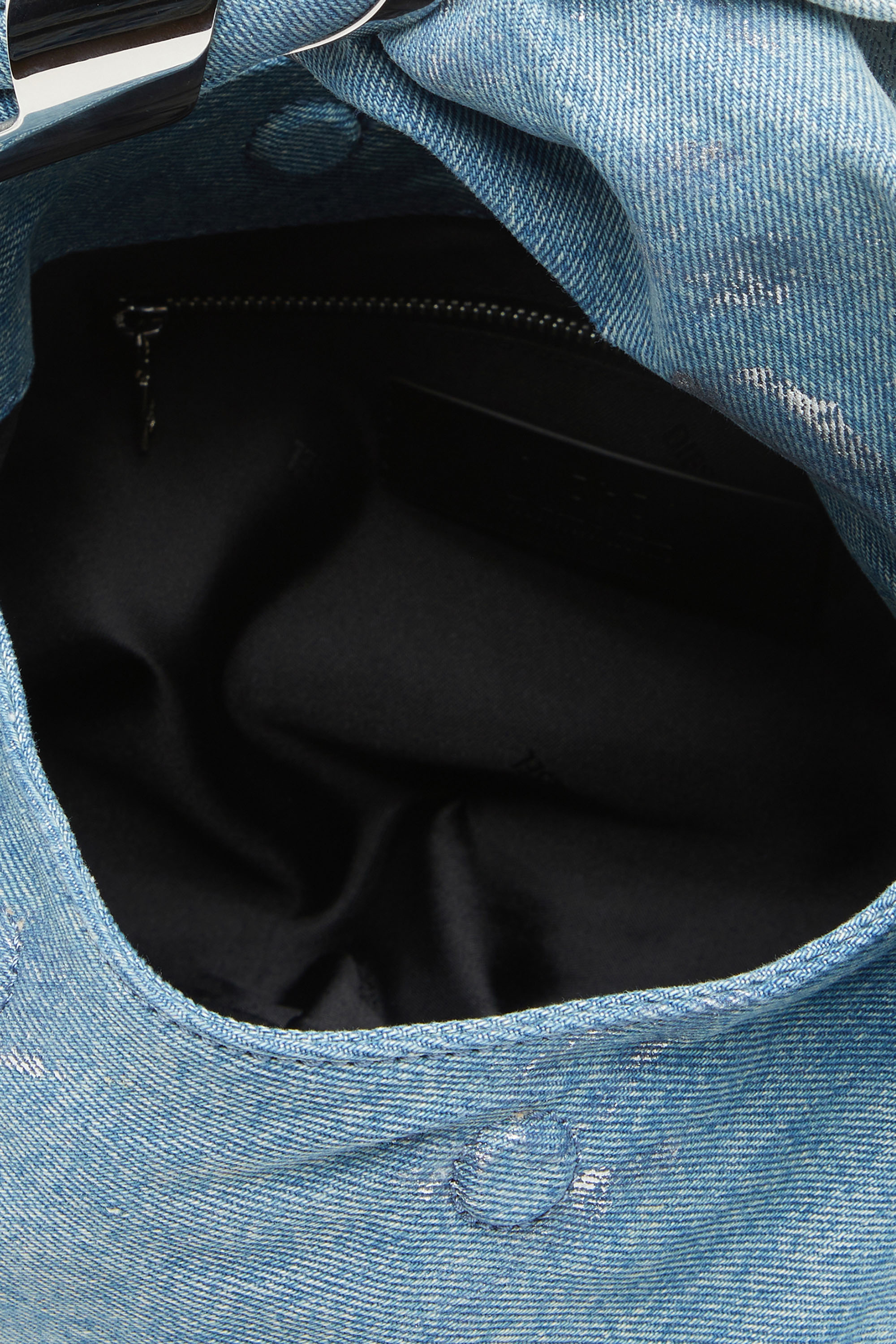 Diesel - GRAB-D HOBO M, Woman Grab-D M-Hobo bag in reflective solarised denim in Blue - Image 4