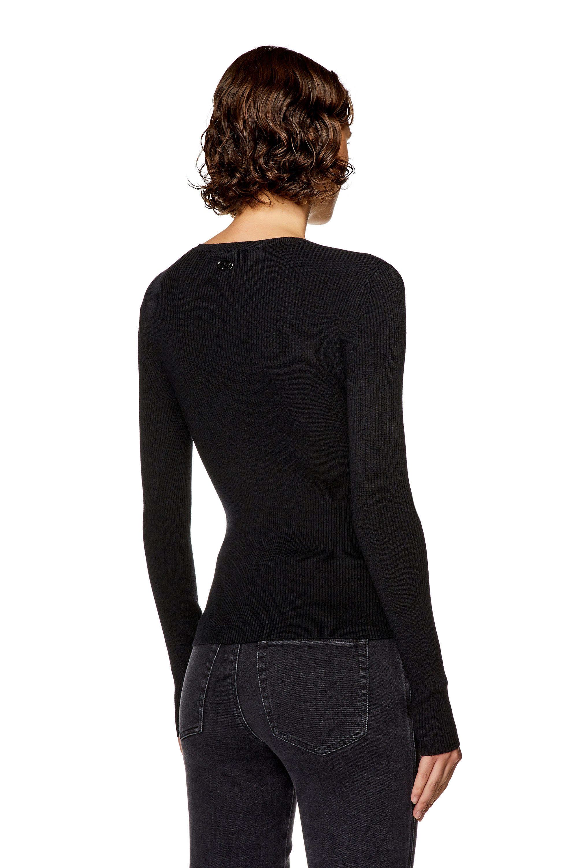 Diesel - M-PERIS, Woman Wool-blend top with cut-out in Black - Image 3