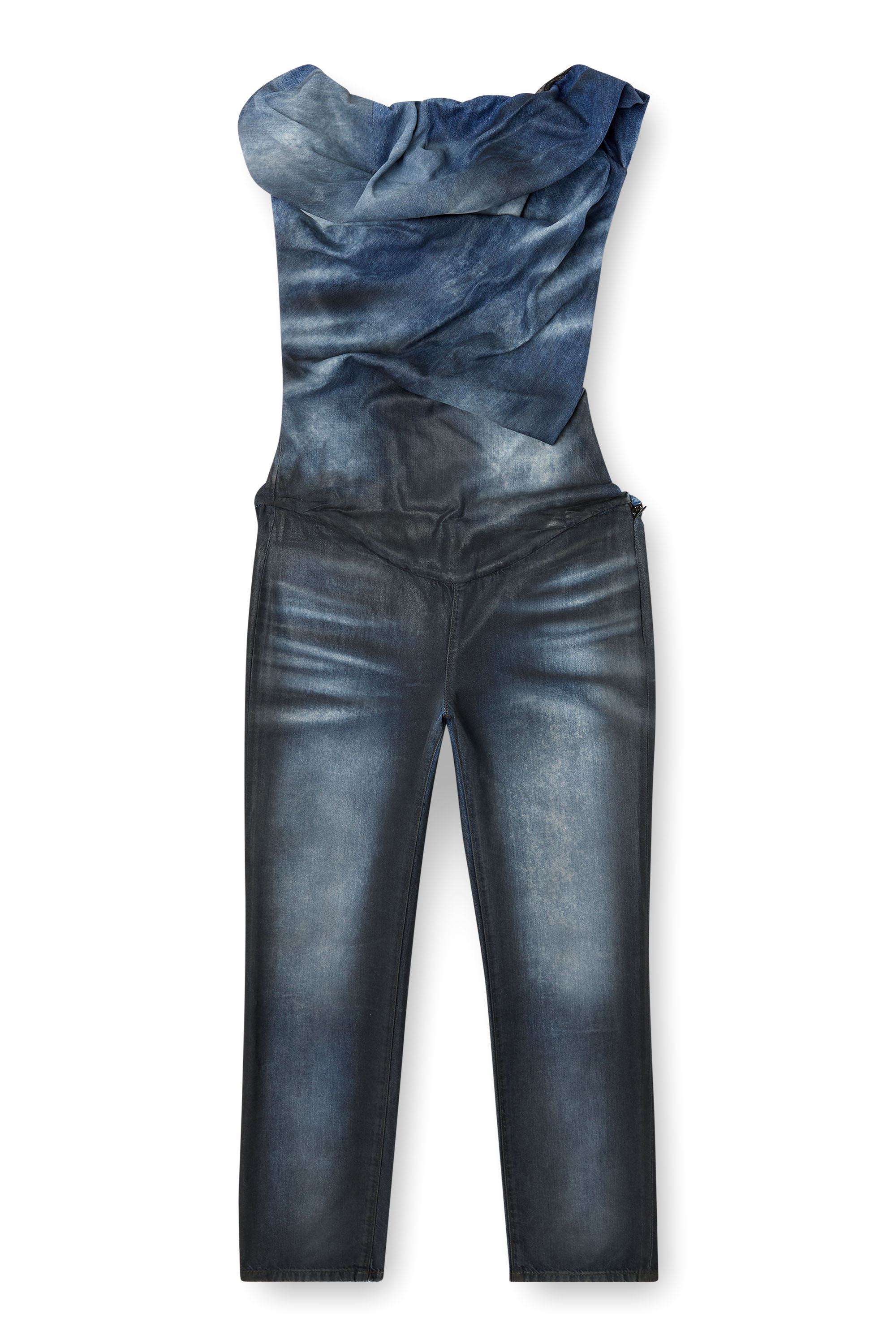 Diesel - DE-CLODIA-FSG, Woman's Jumpsuit in glossy coated Tencel denim in Dark Blue - 5