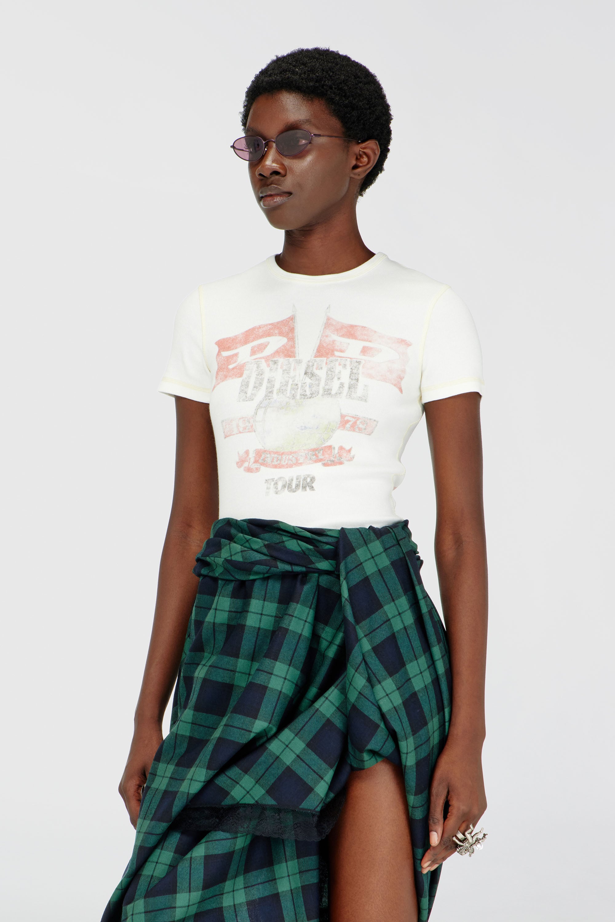 Diesel - T-MARSY-RIB, Woman's Ribbed T-shirt with concert graphics in null - 1