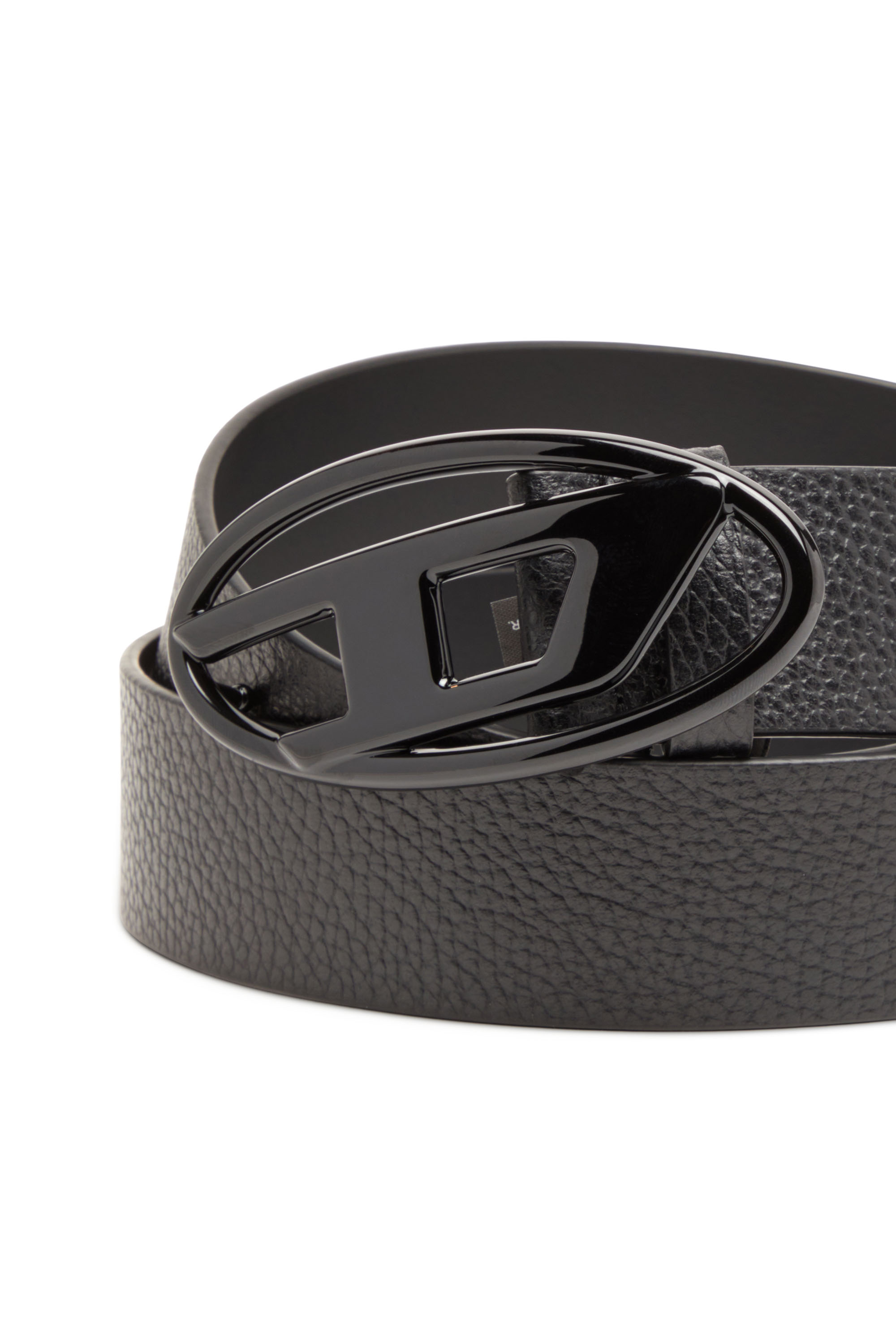 Diesel - B-1DR, Unisex Leather belt with matte buckle in Black - Image 3