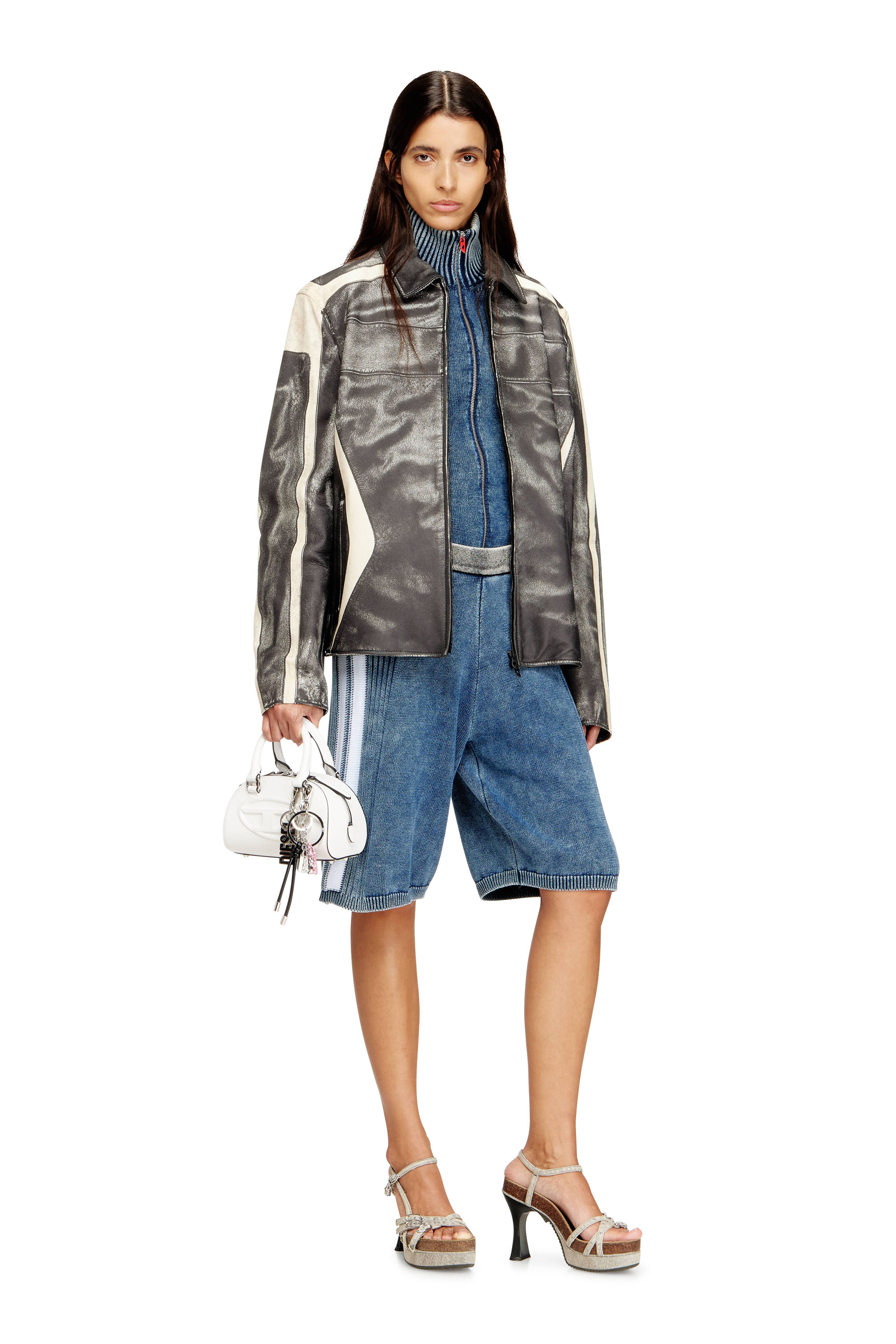 Diesel - M-ESTHER, Woman's Knitted shorts with sporty bands in null - 2