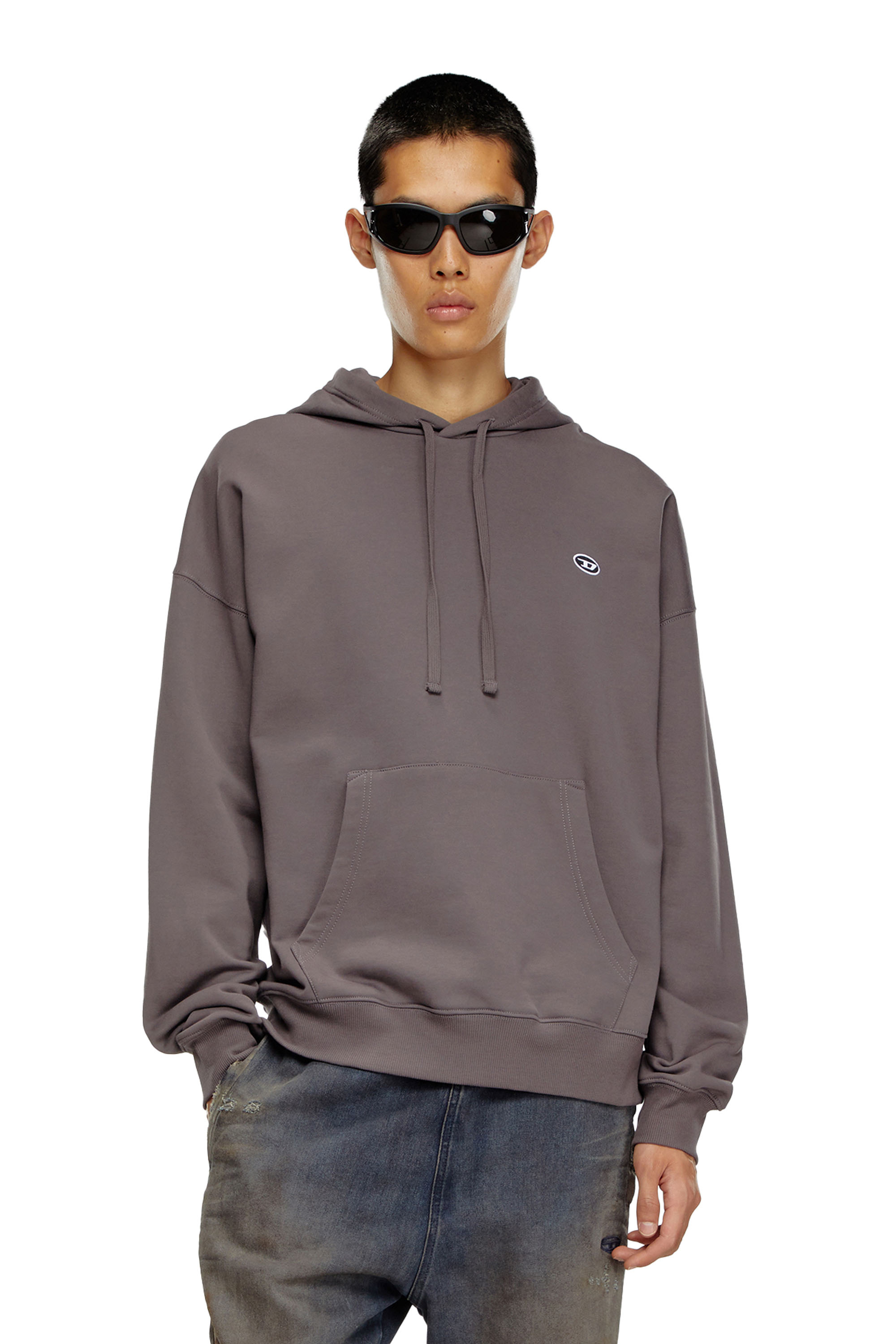 Diesel - S-ROB-HOOD-DOVAL-PJ, Man Hoodie with oval D patch in Grey - Image 1
